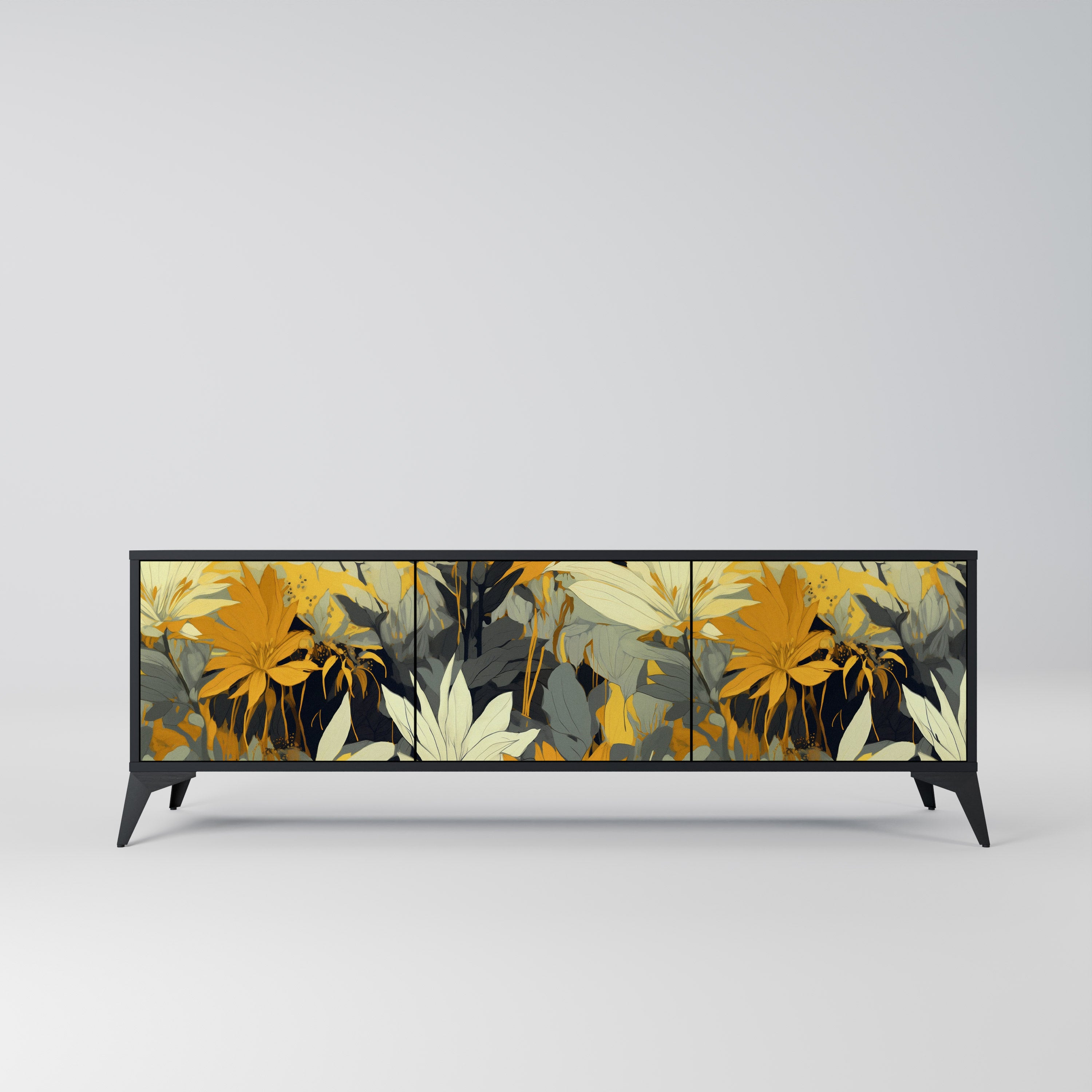 Mueble de TV de 3 puertas SUNKISSED LILY en acabado negro