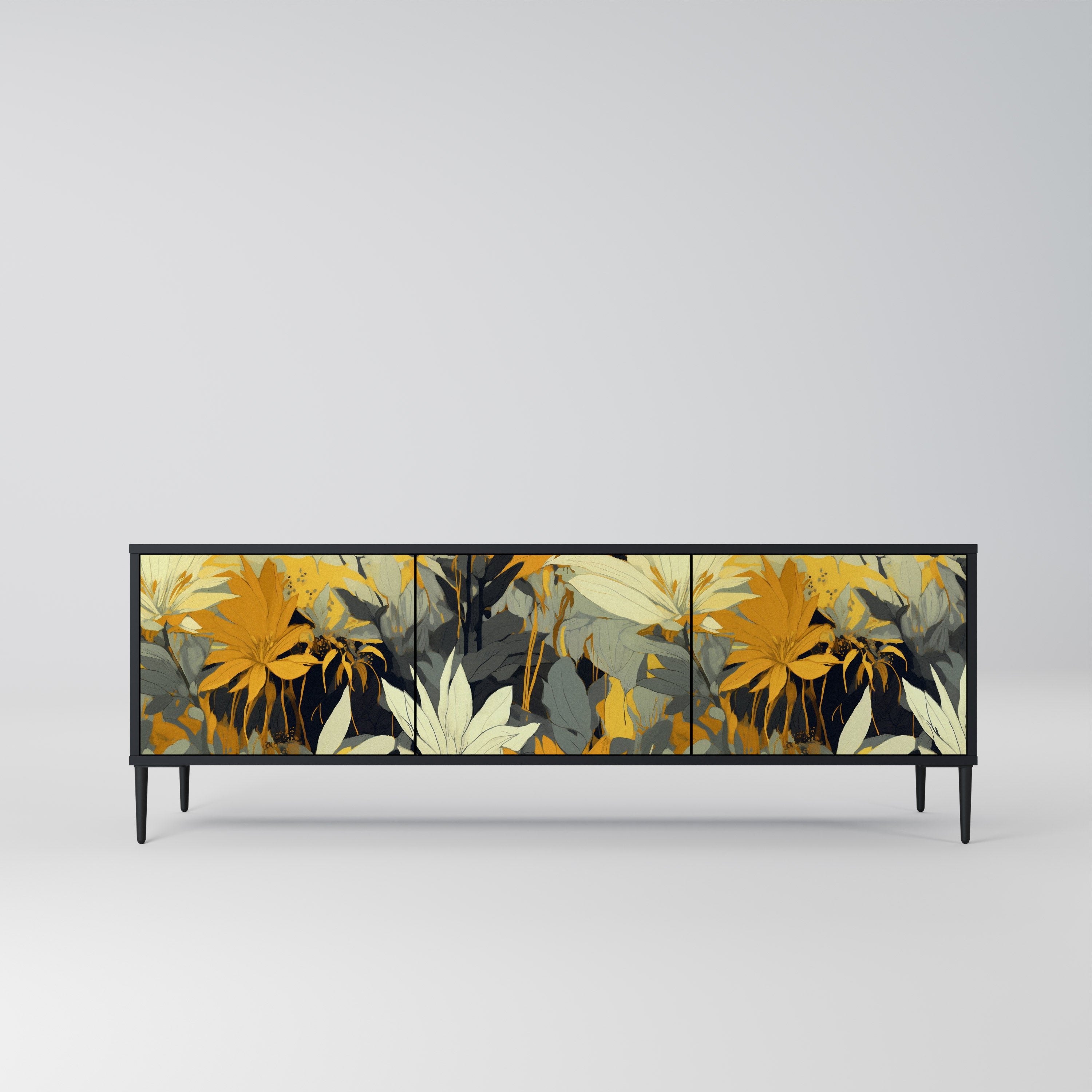 Mueble de TV de 3 puertas SUNKISSED LILY en acabado negro