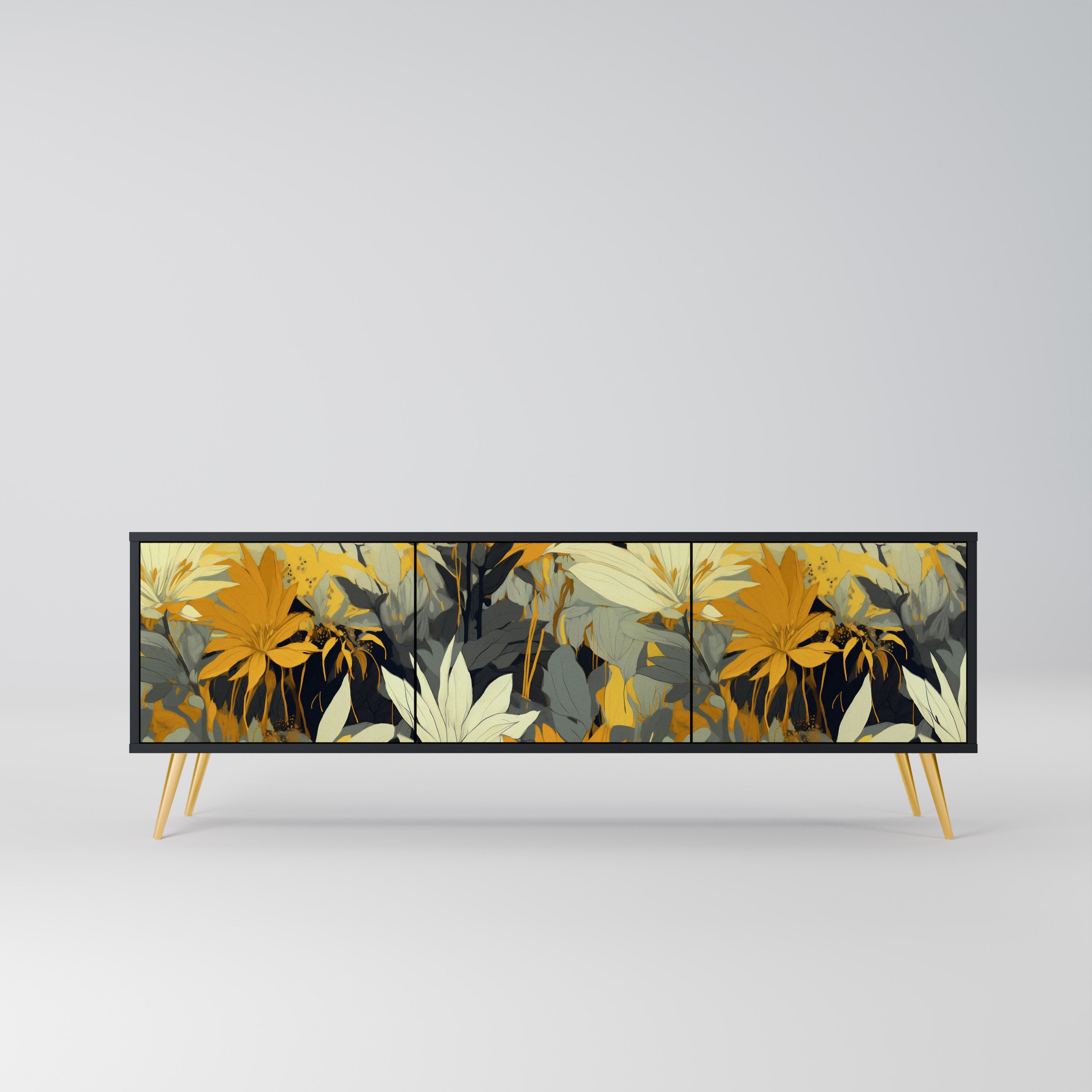 Mueble de TV de 3 puertas SUNKISSED LILY en acabado negro