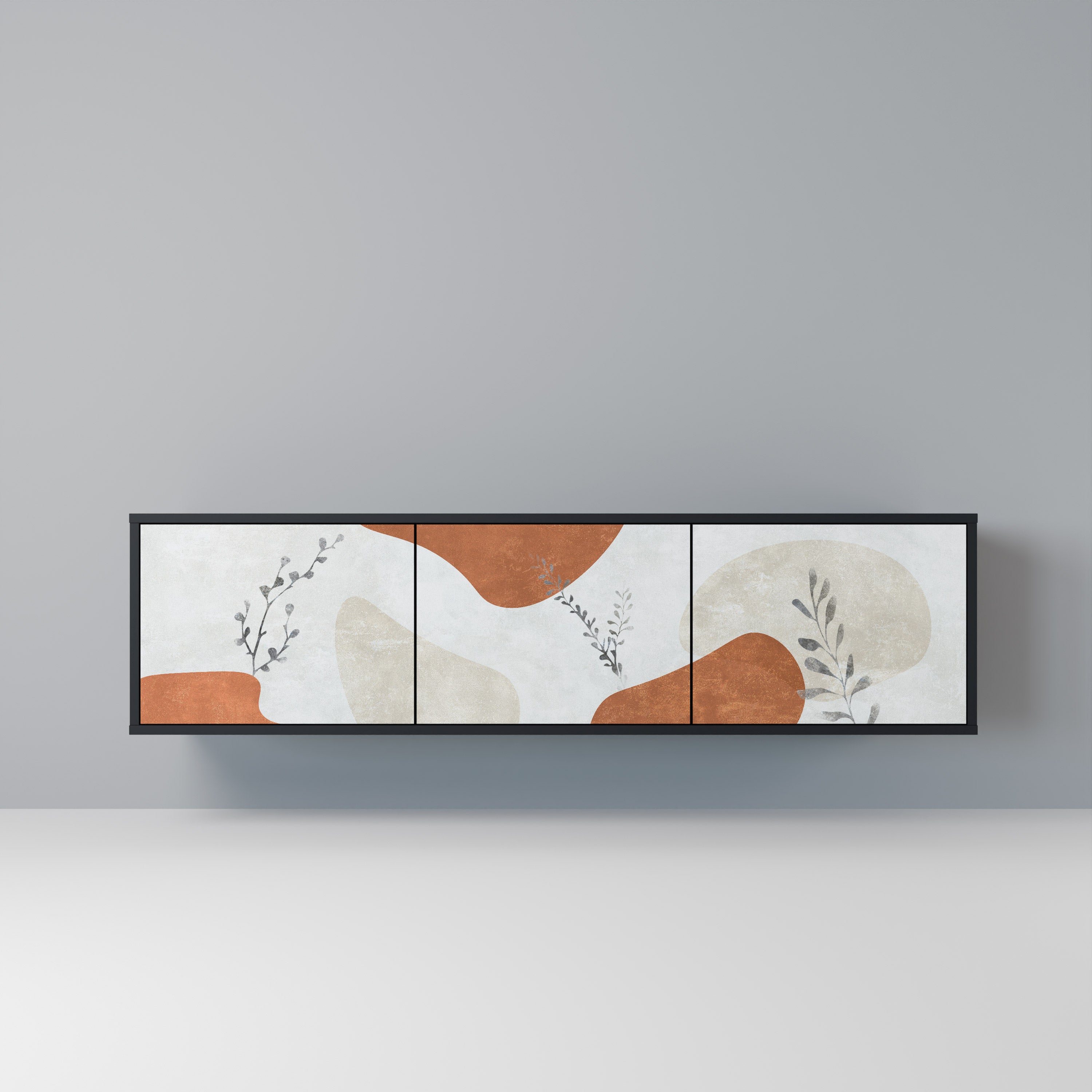 Mueble de TV TRANQUIL TWIG de 3 puertas con acabado negro