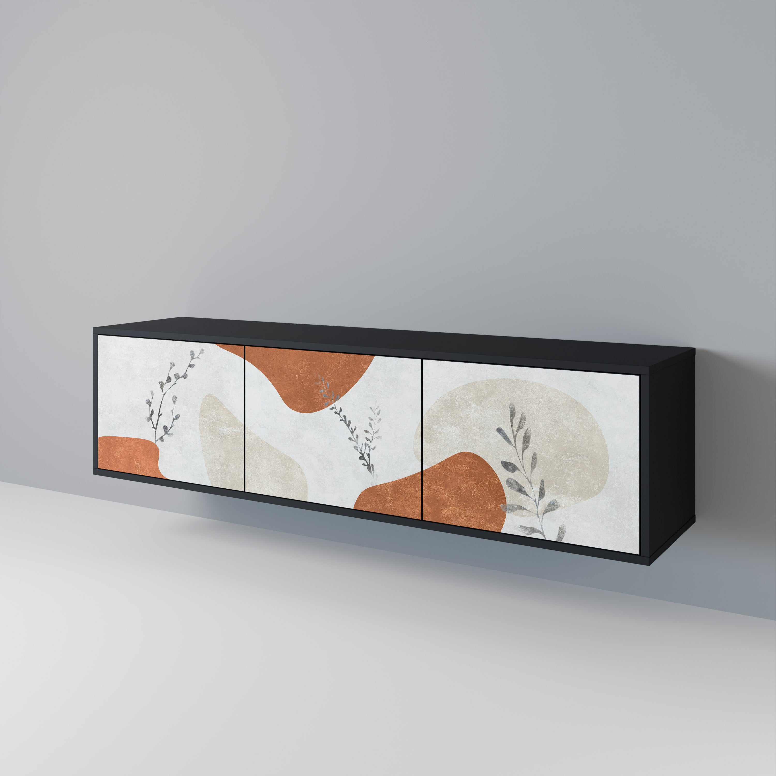 Mueble de TV TRANQUIL TWIG de 3 puertas con acabado negro