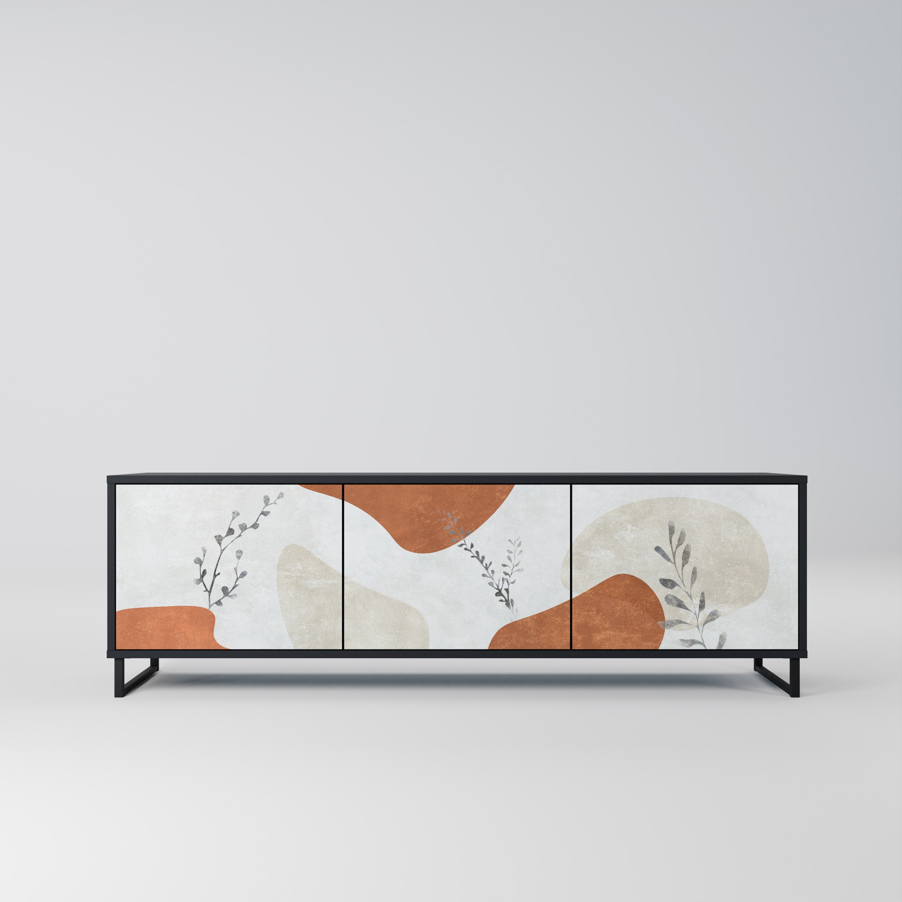 Mueble de TV TRANQUIL TWIG de 3 puertas con acabado negro