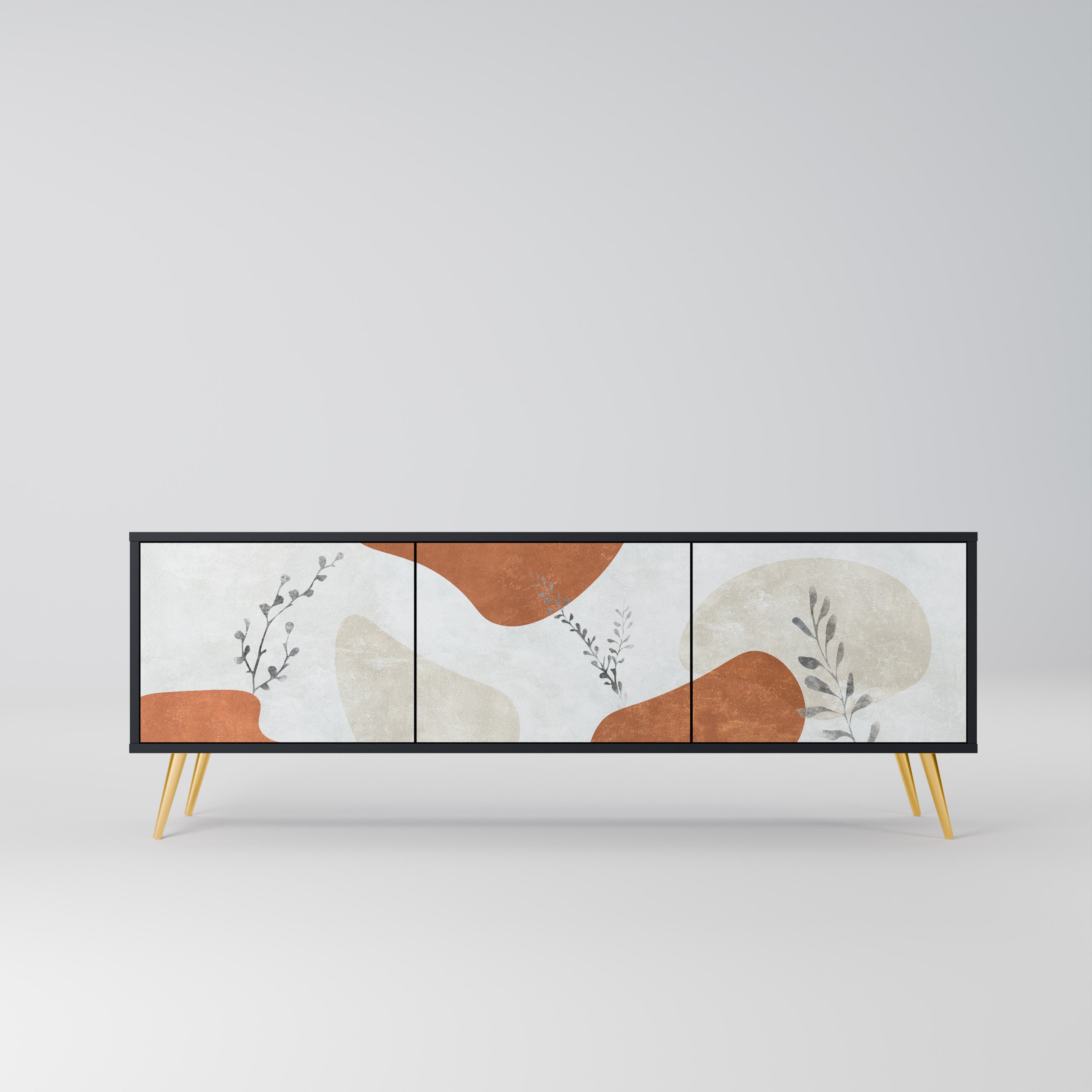 Mueble de TV TRANQUIL TWIG de 3 puertas con acabado negro
