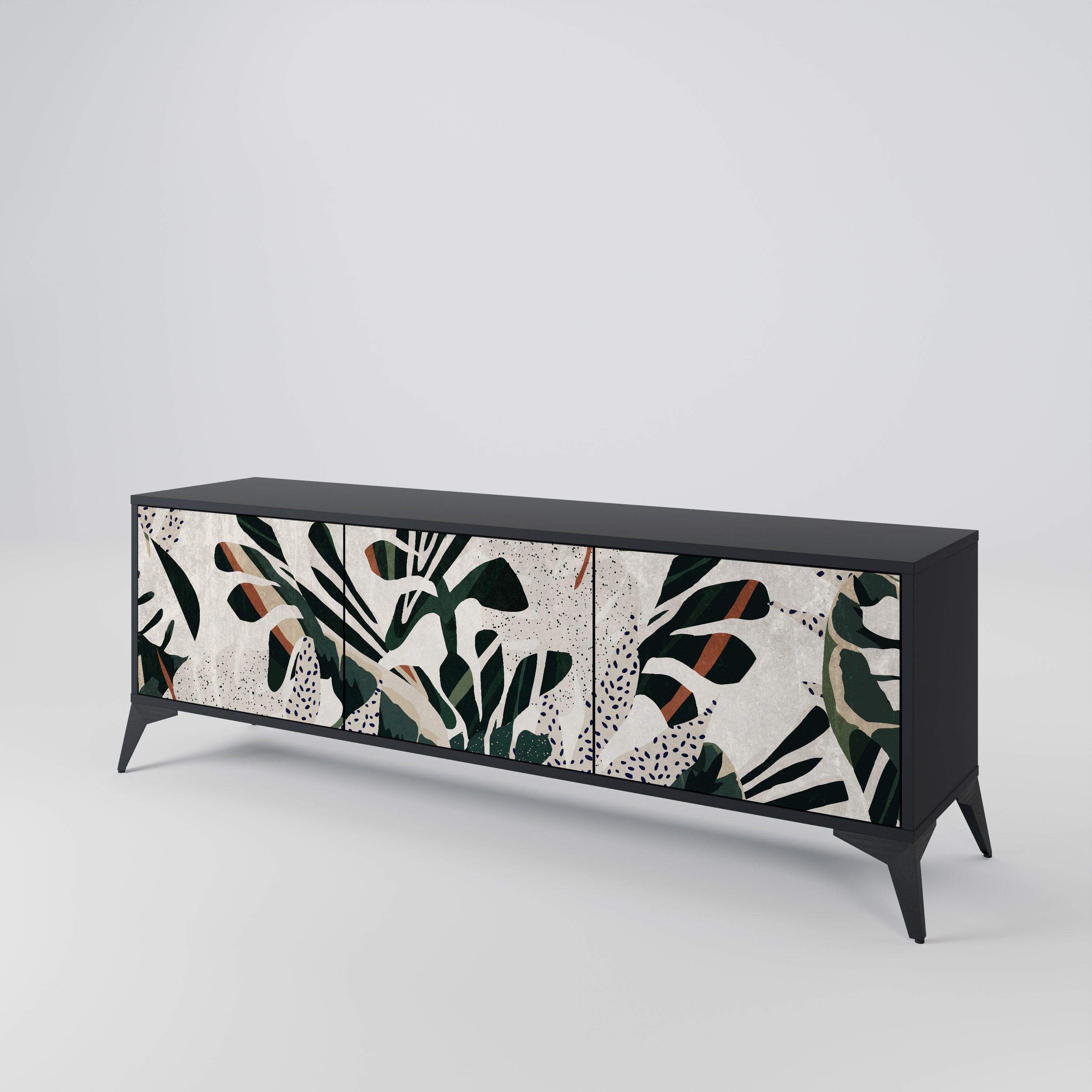 Mueble de TV de 3 puertas VERDURE FORMATION en acabado negro
