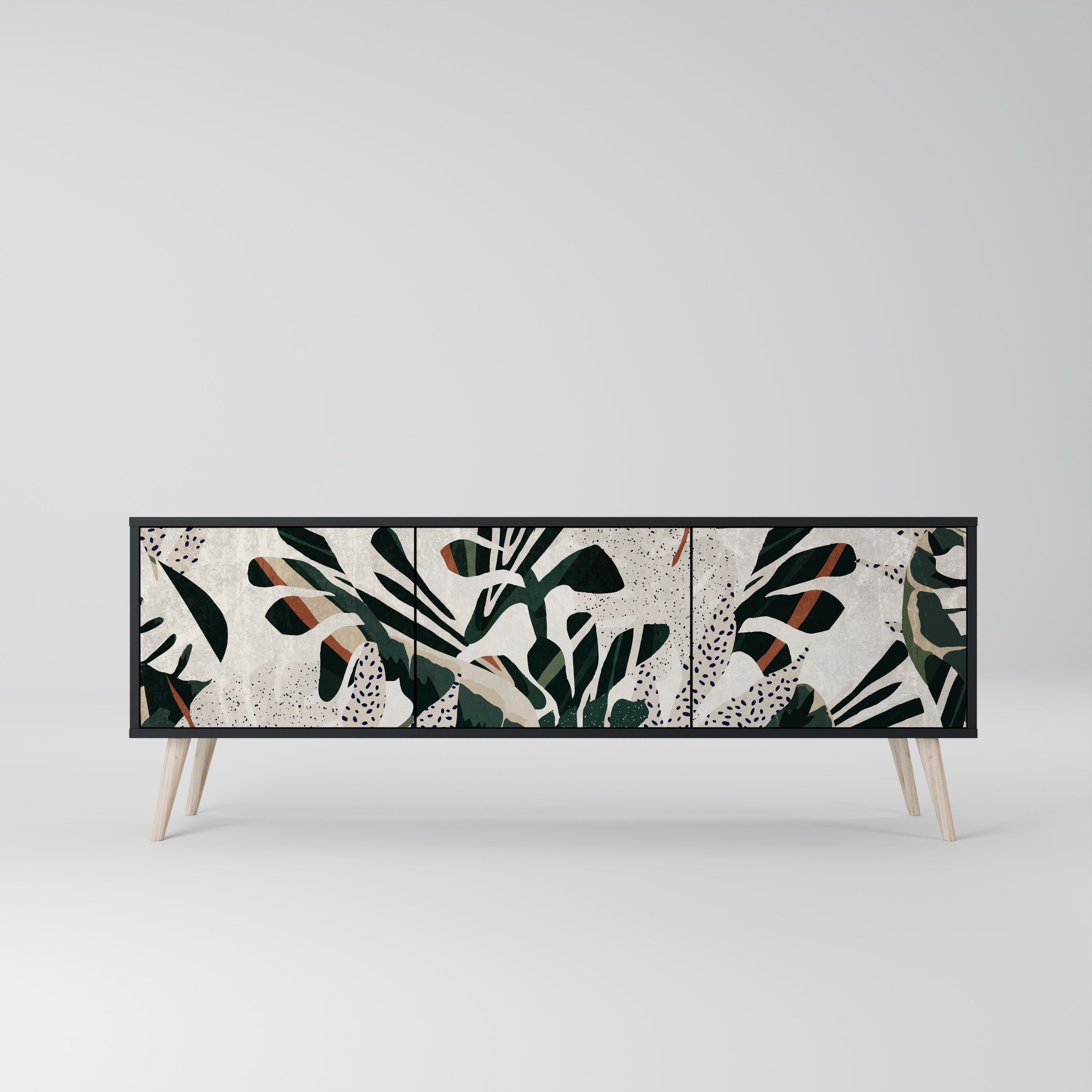 Mueble de TV de 3 puertas VERDURE FORMATION en acabado negro