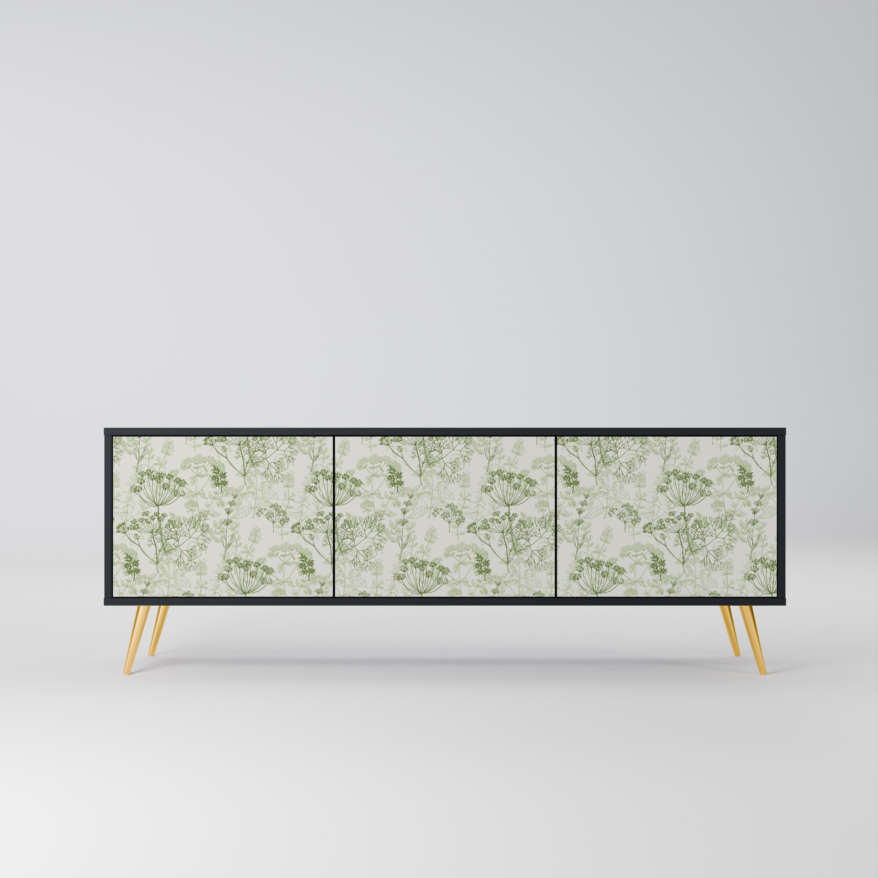 Mueble de TV FENNEL BALDACHIN de 3 puertas con acabado negro