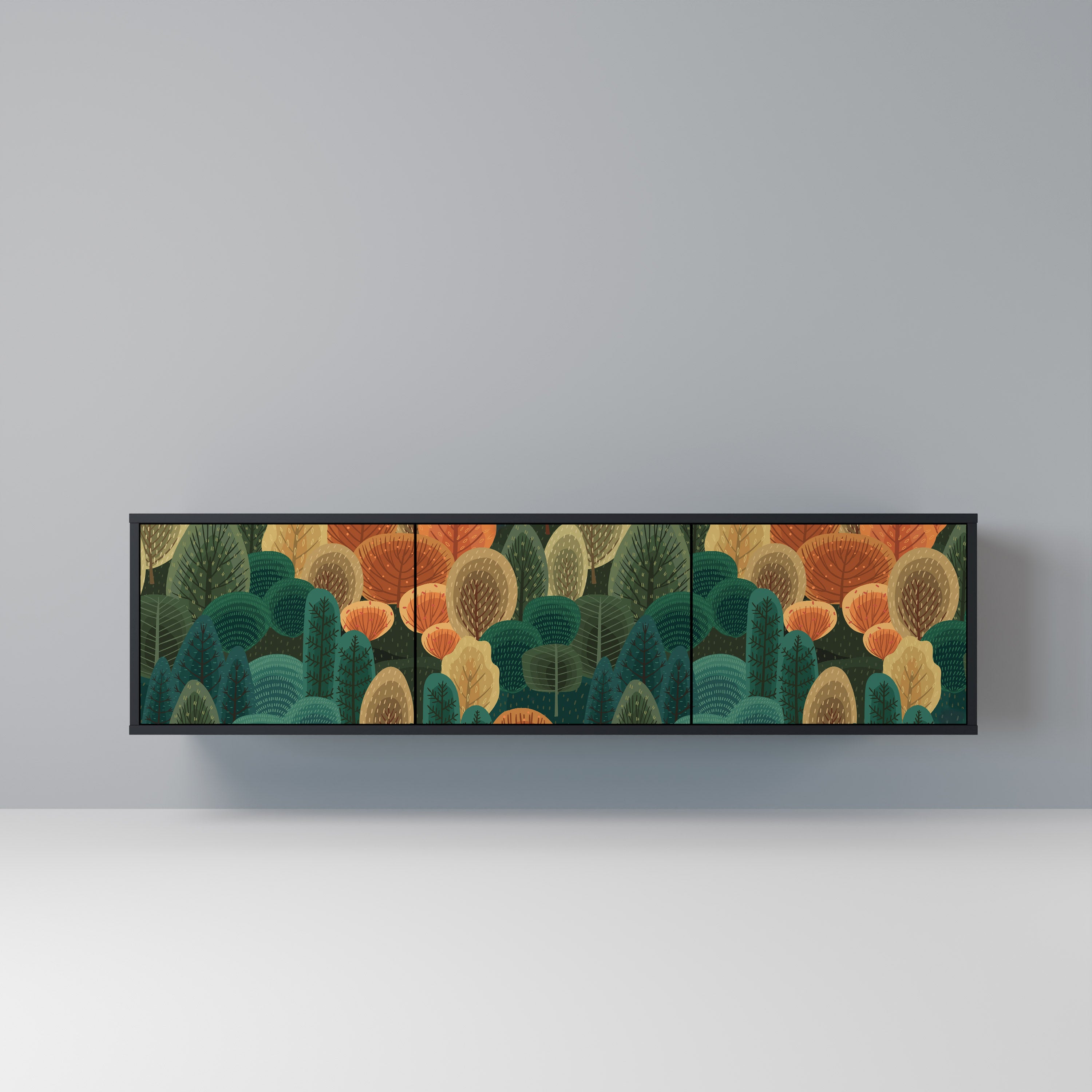 Mueble de TV de 3 puertas AUTUMN KALEIDOSCOPE en acabado negro