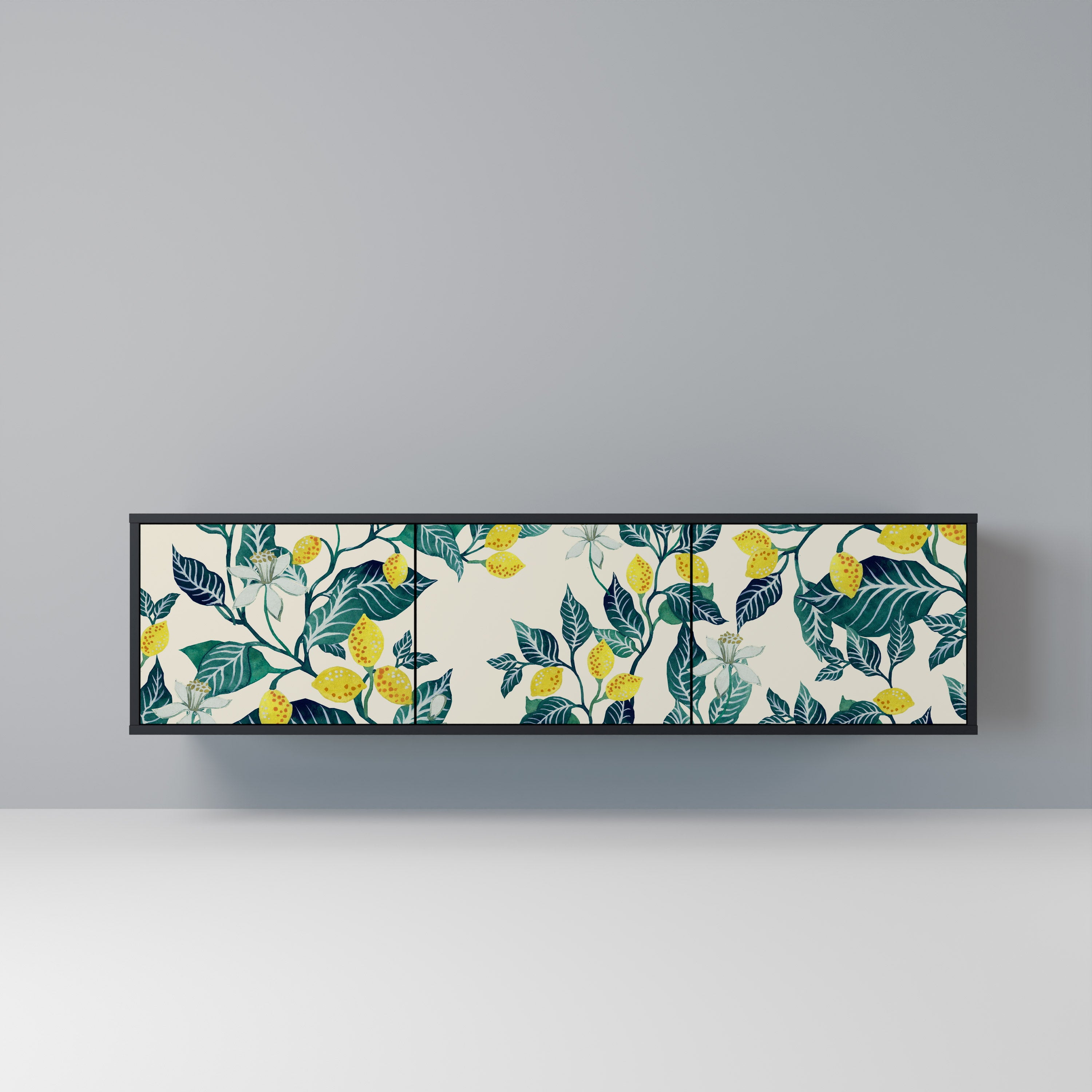 Mueble de TV de 3 puertas LEMON TREE con acabado negro