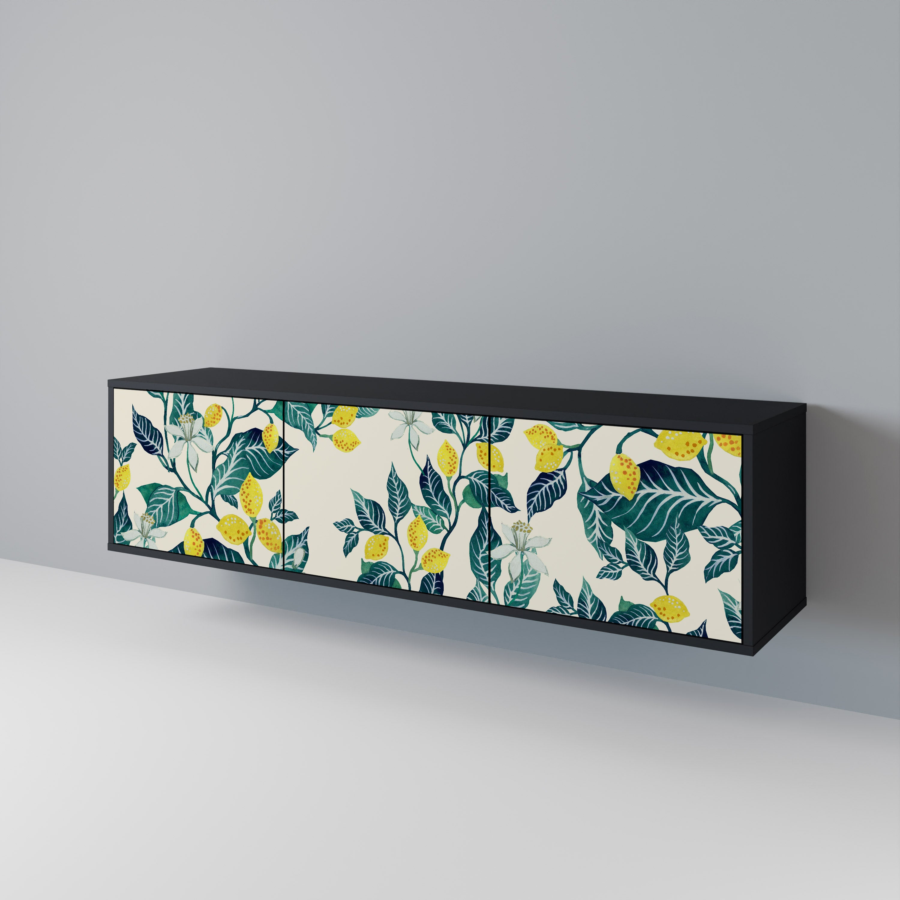 Mueble de TV de 3 puertas LEMON TREE con acabado negro