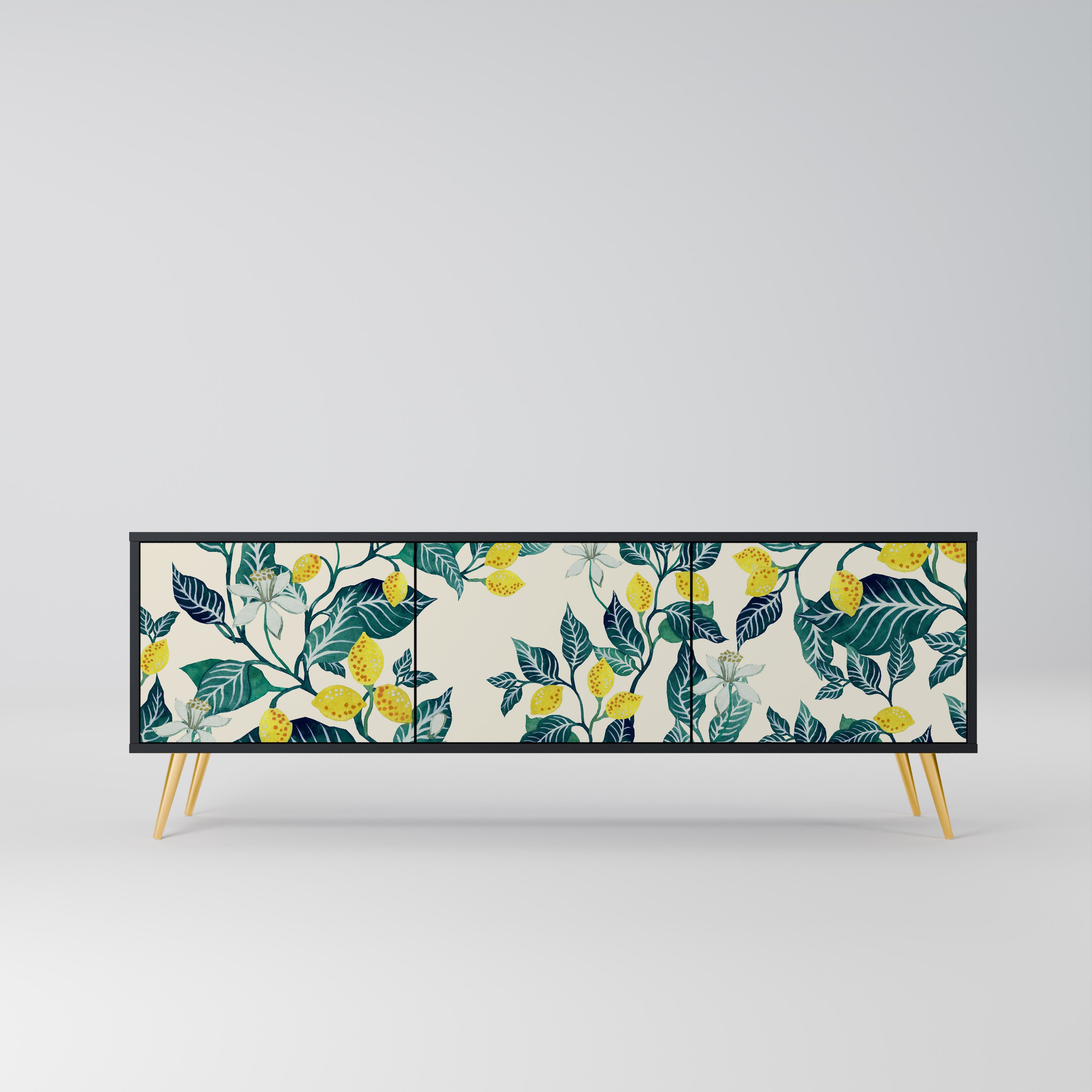 Mueble de TV de 3 puertas LEMON TREE con acabado negro