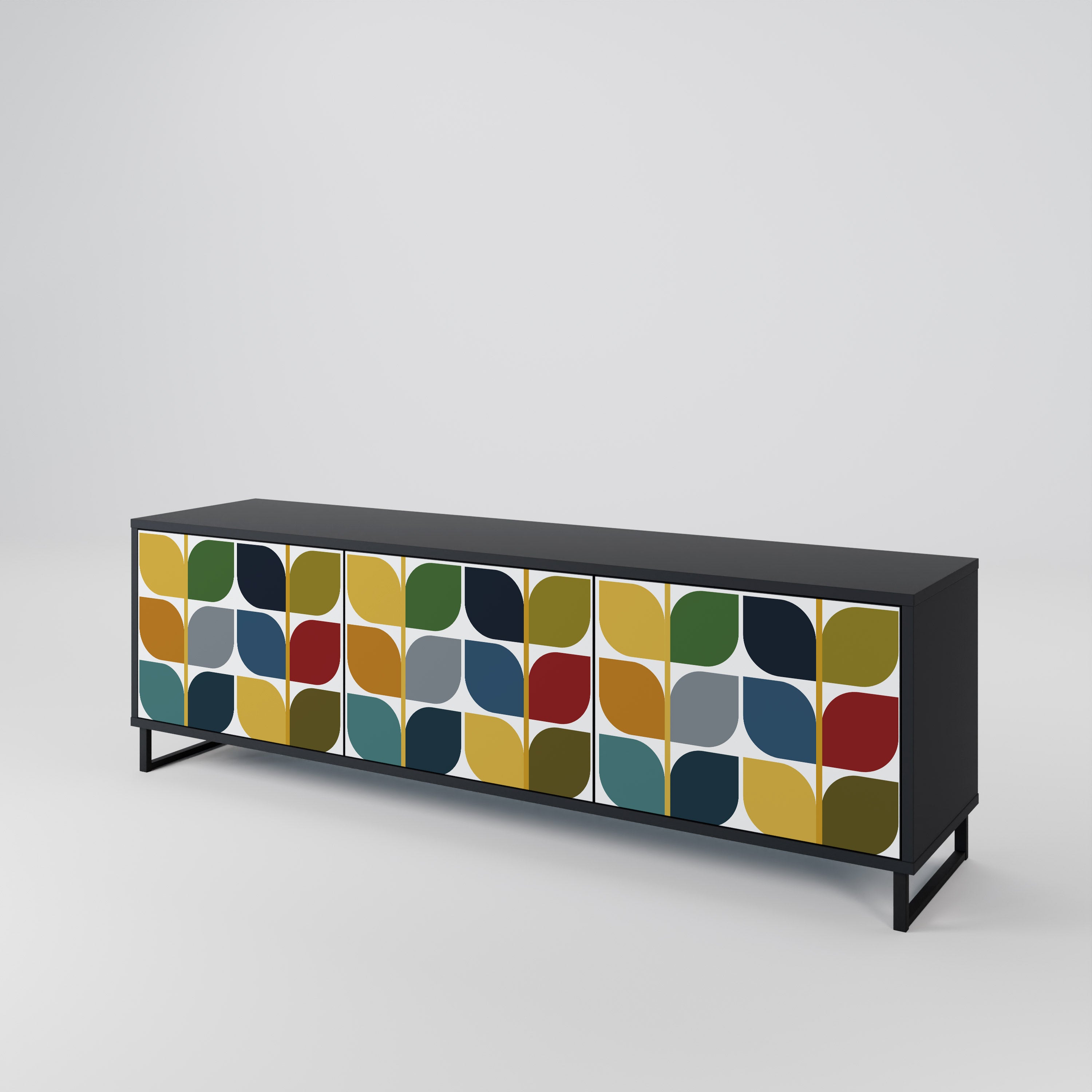 Mueble de TV de 3 puertas WEIGHTLESS HOURS con acabado negro