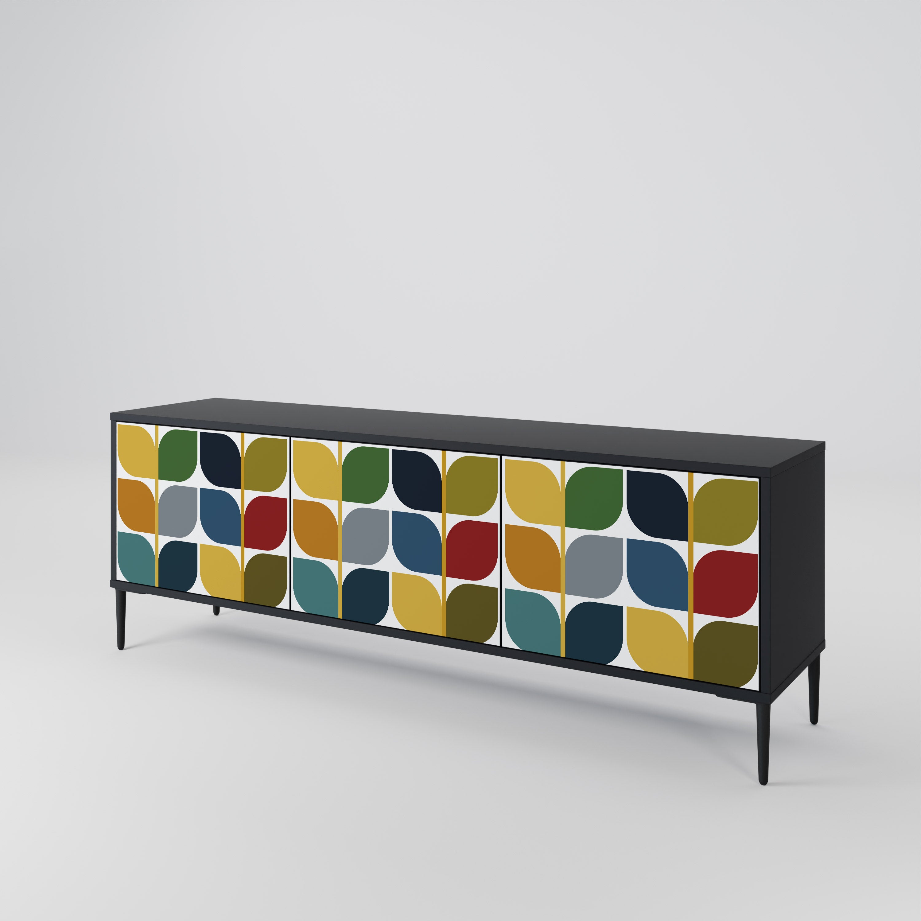 Mueble de TV de 3 puertas WEIGHTLESS HOURS con acabado negro