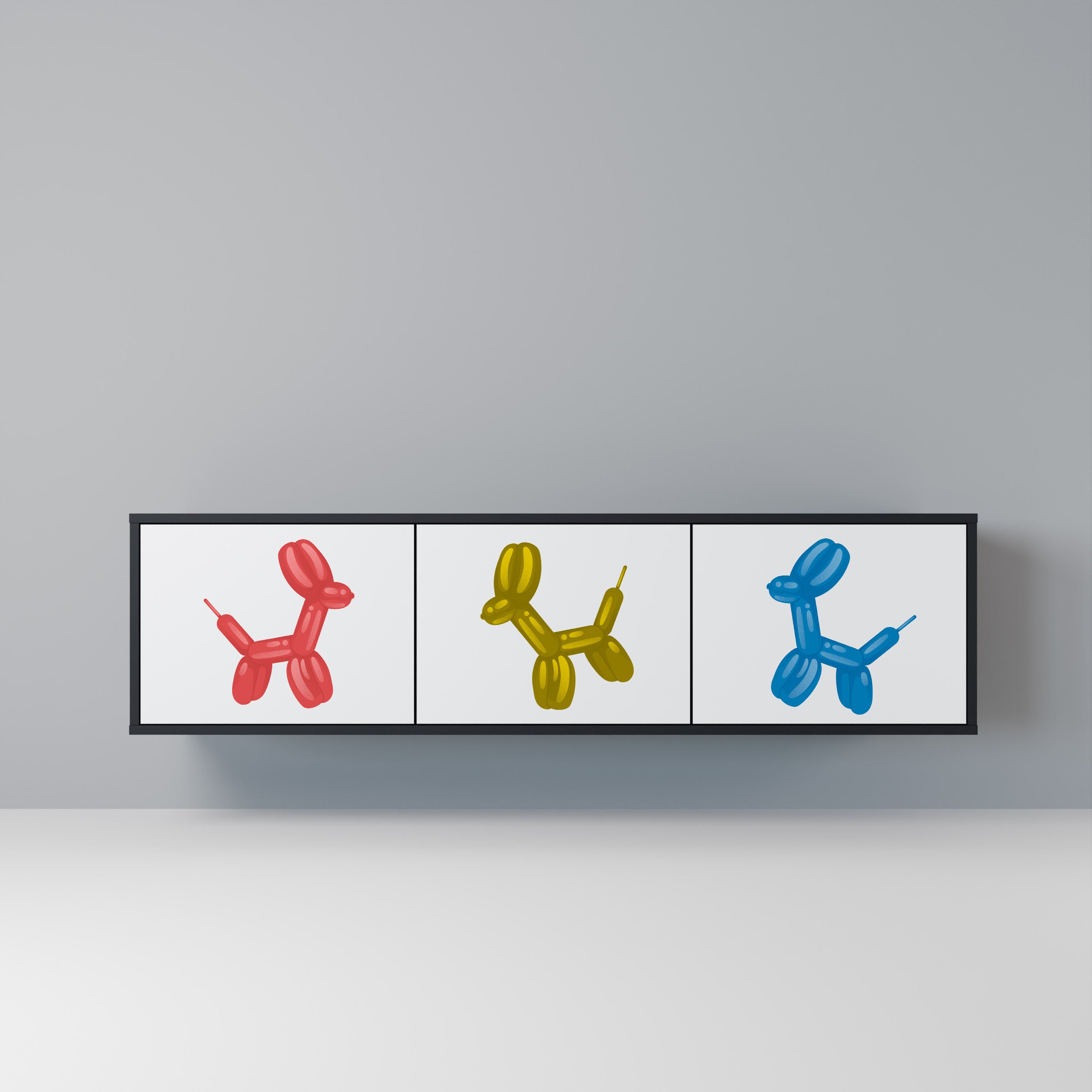 Mueble de TV de 3 puertas CHILDHOOD MEMORY en acabado negro