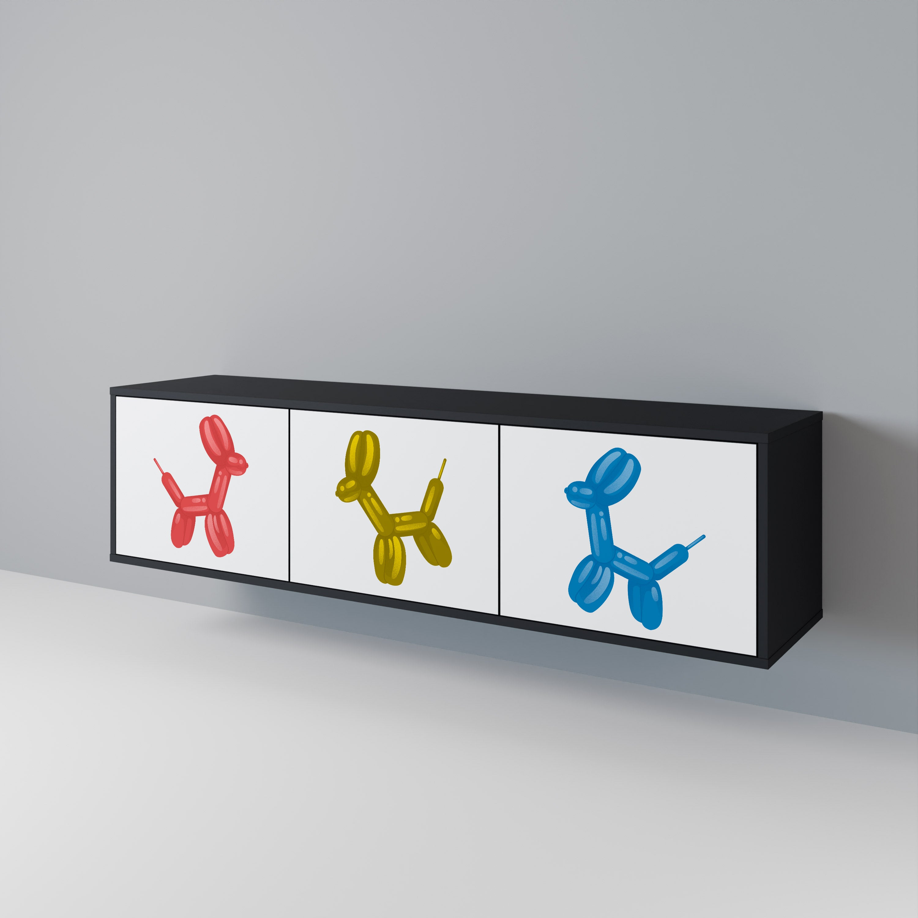 Mueble de TV de 3 puertas CHILDHOOD MEMORY en acabado negro