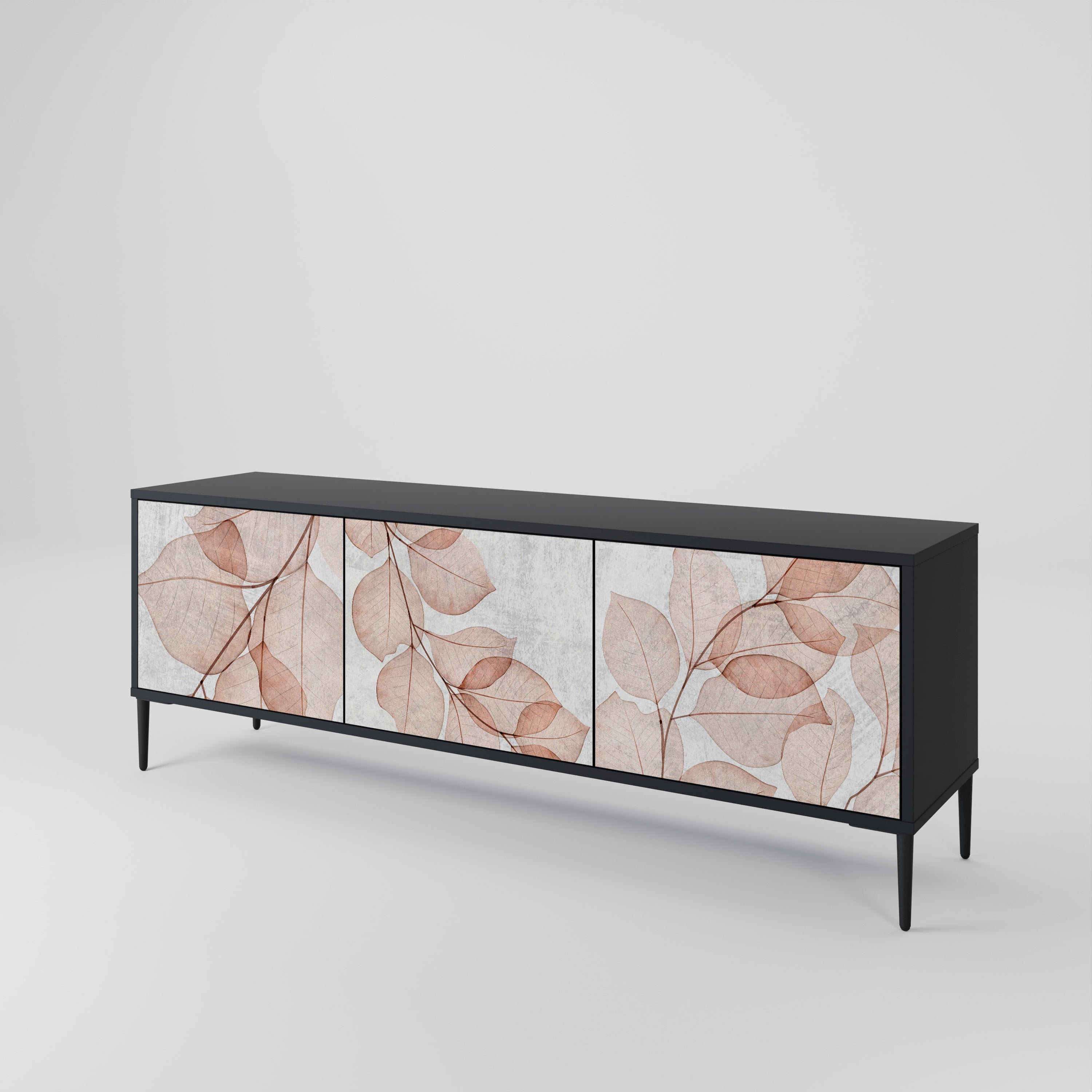 Mueble de TV de 3 puertas AUTUMN FRAGILITY en acabado negro
