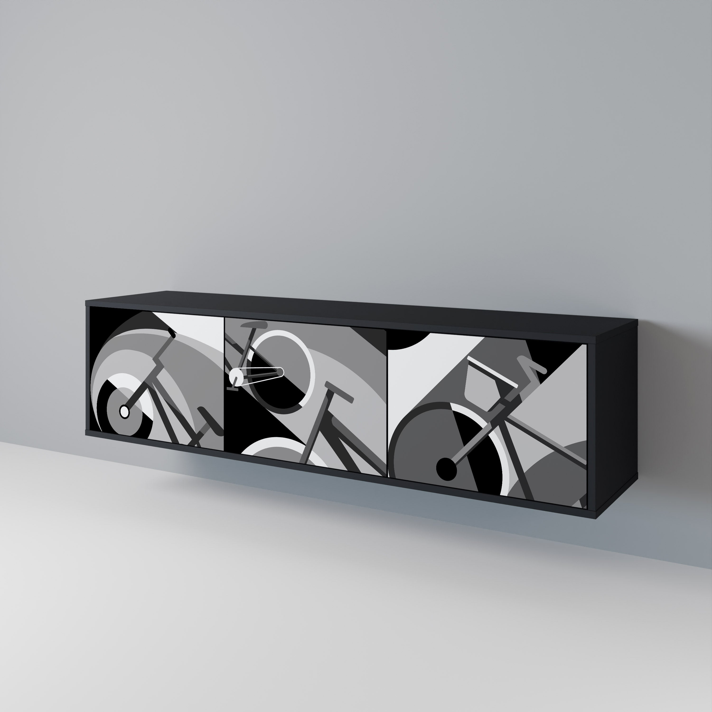 Soporte para TV de 3 puertas BIKE ENERGY con acabado negro