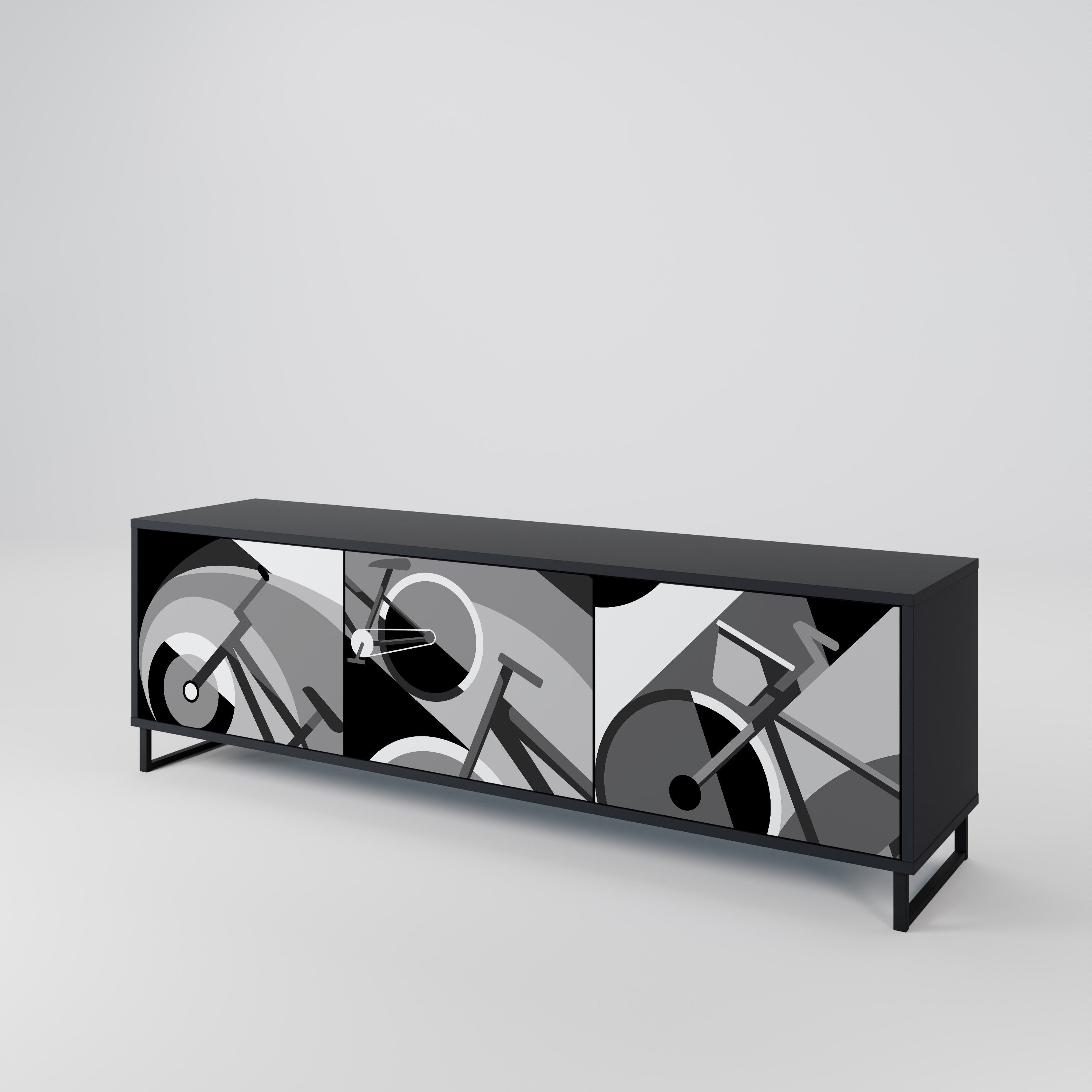 Soporte para TV de 3 puertas BIKE ENERGY con acabado negro