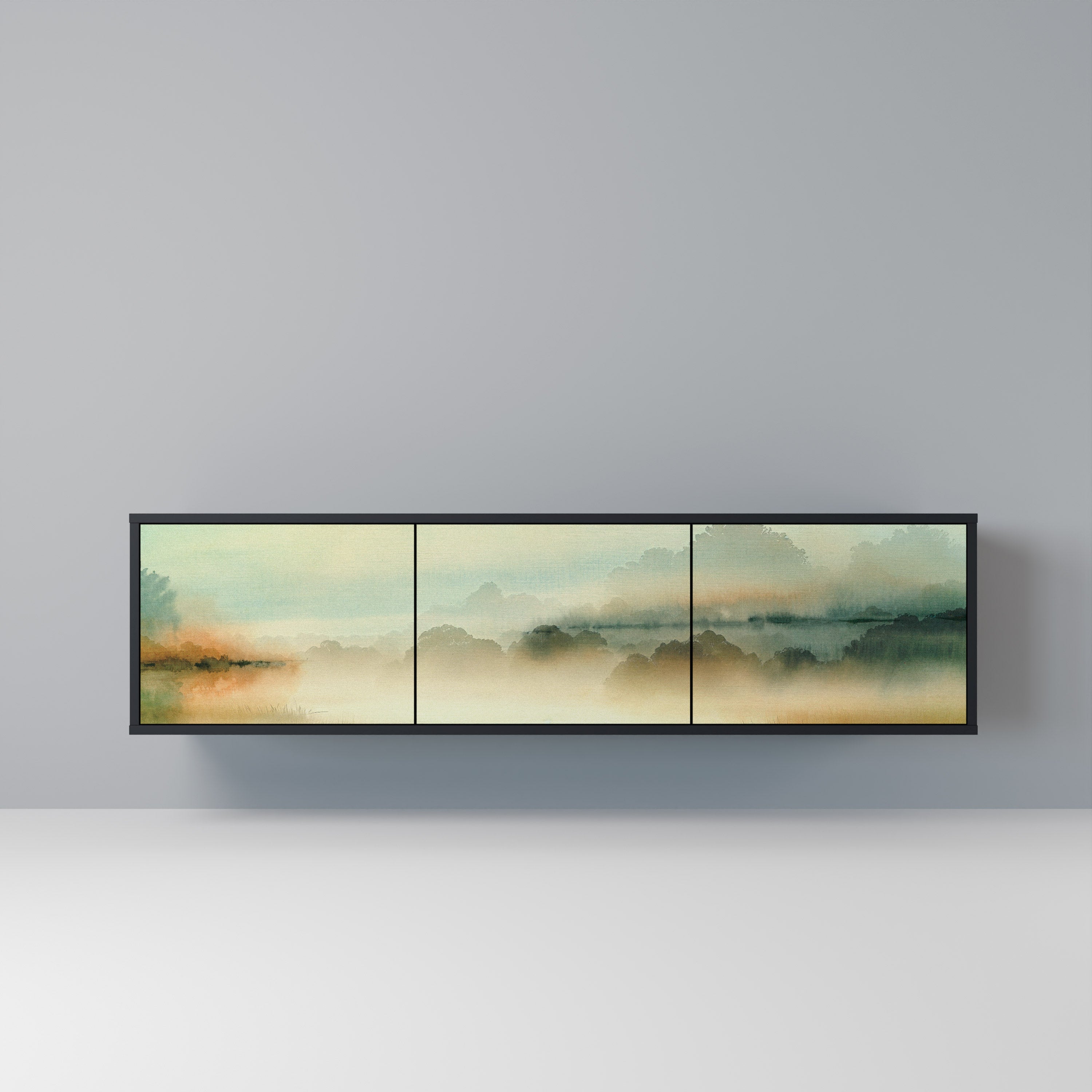 Mueble de TV de 3 puertas MORNING BY THE LAKE con acabado negro