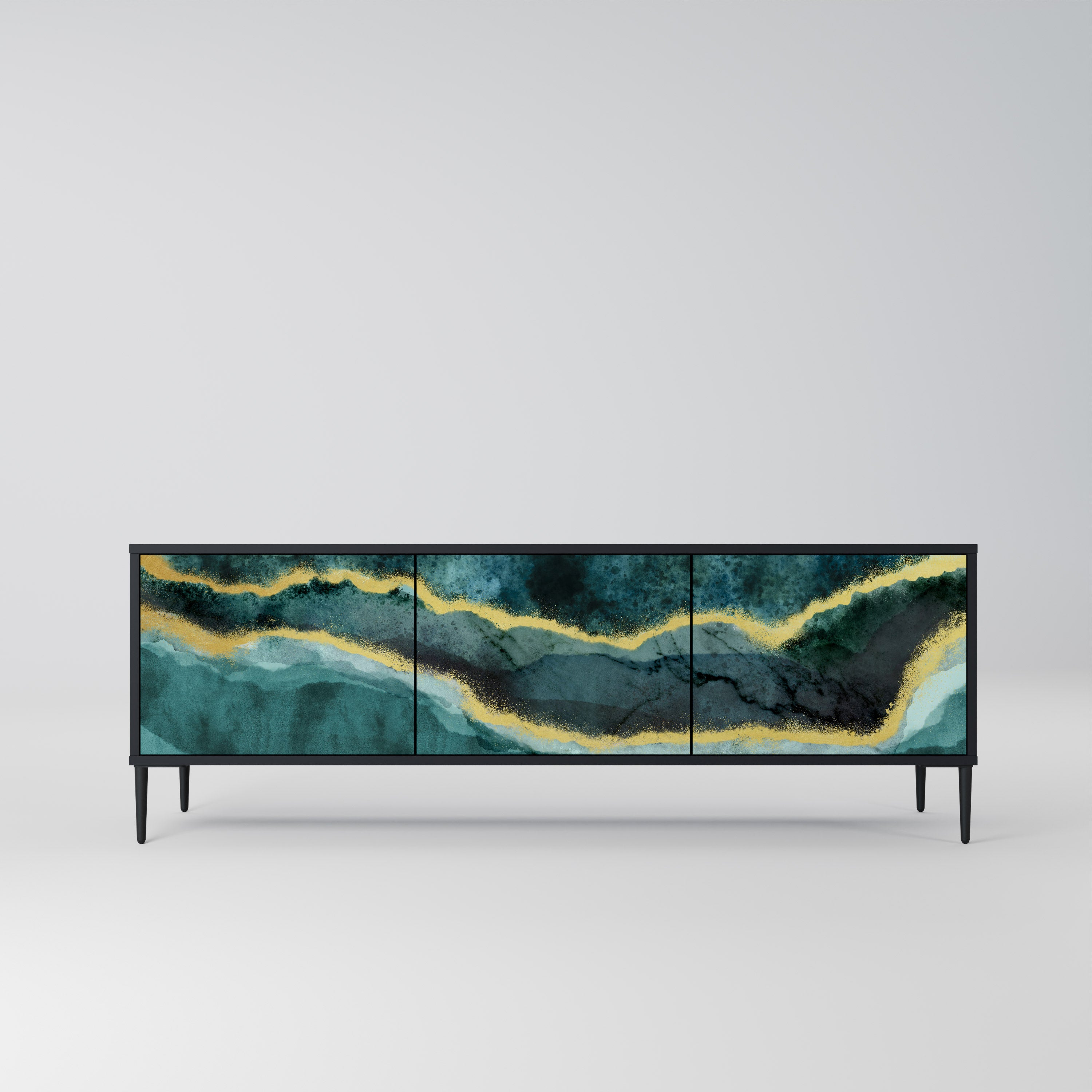Mueble de TV de 3 puertas GOLDRUSH ODYSSEY con acabado negro