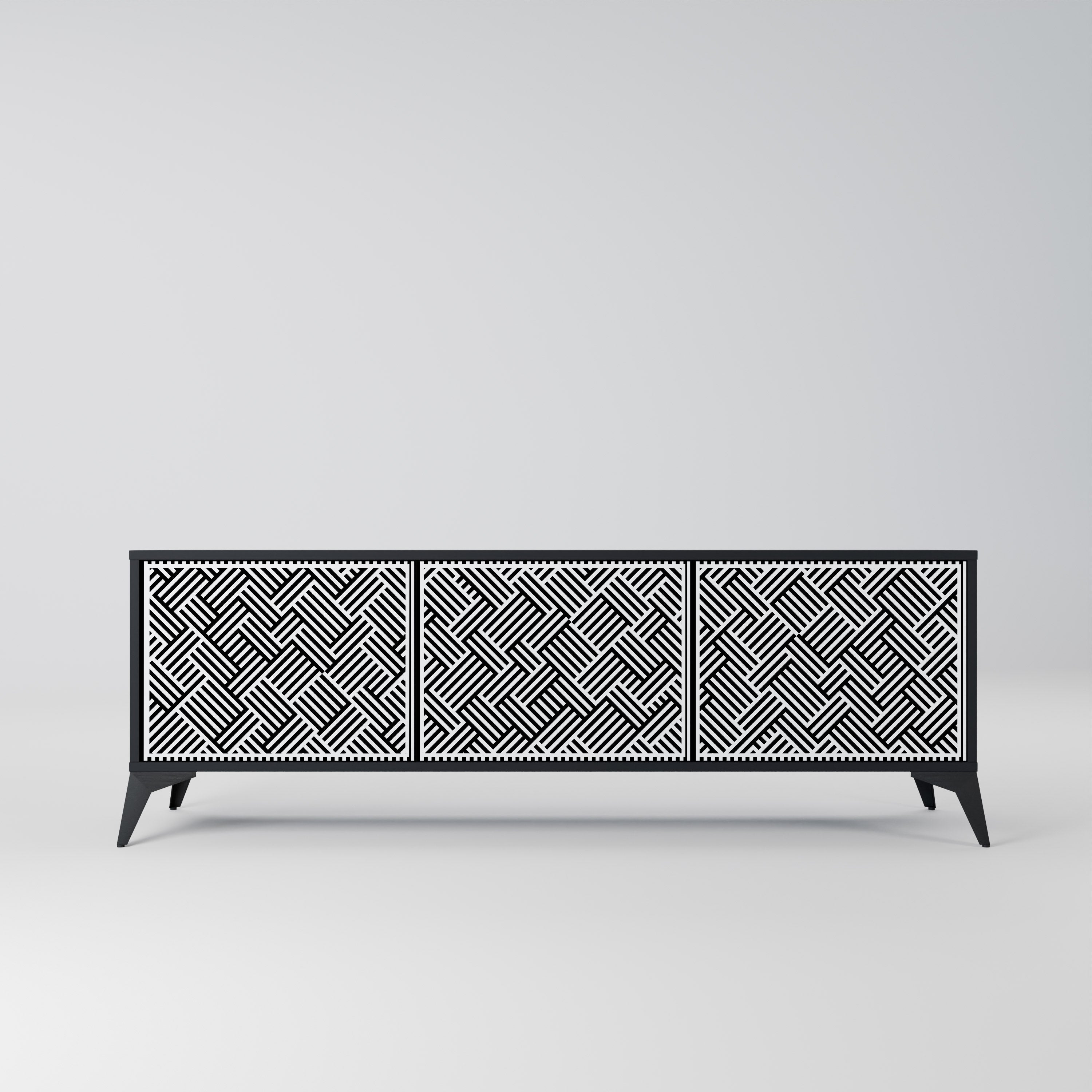 Mueble de TV de 3 puertas TEMPORARY SEQUENCE en acabado negro