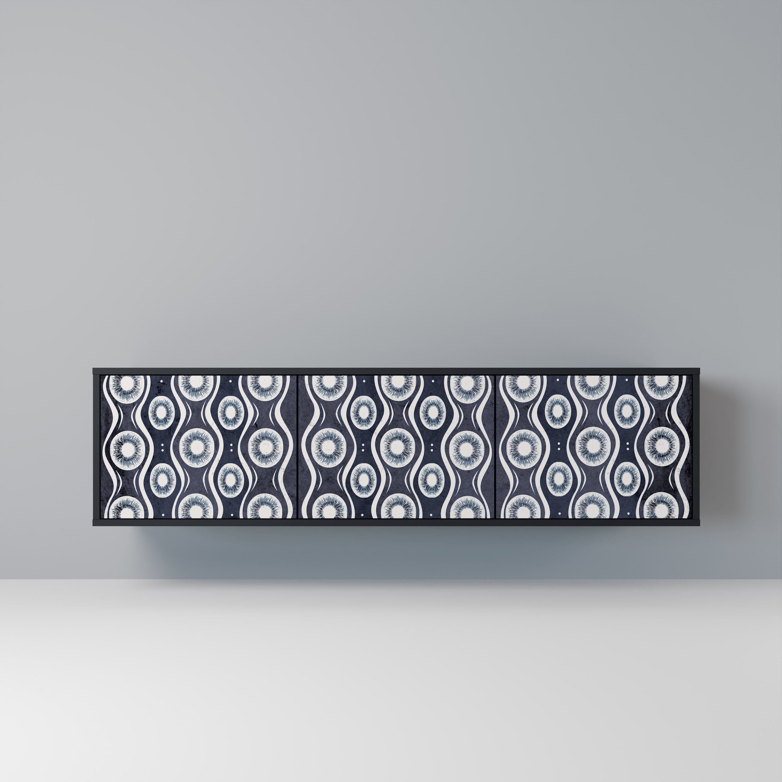 Mueble de TV de 3 puertas GRAPHITE EYES con acabado negro
