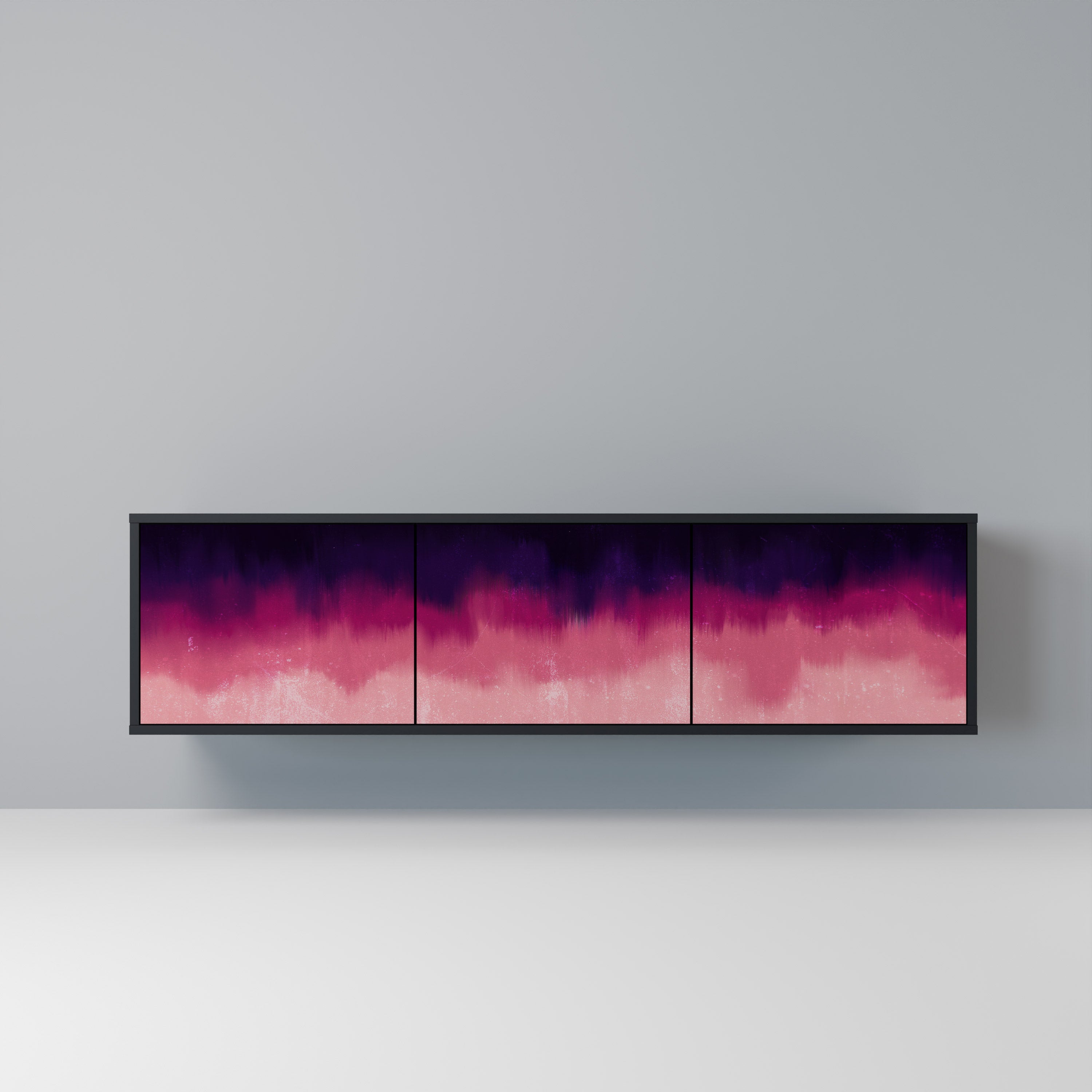 AURORA BOREALIS 3-Door TV Stand in Black Finish