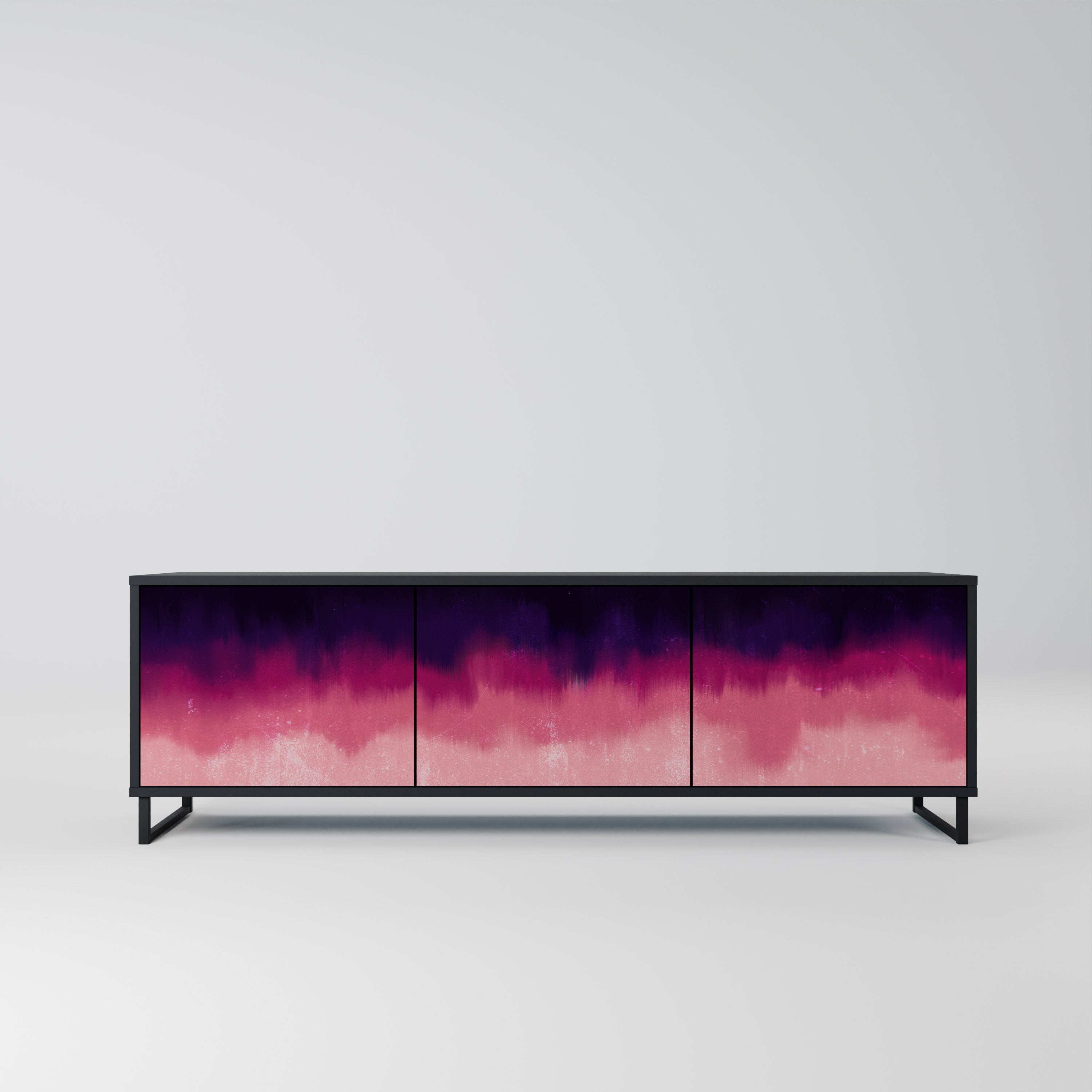 AURORA BOREALIS 3-Door TV Stand in Black Finish