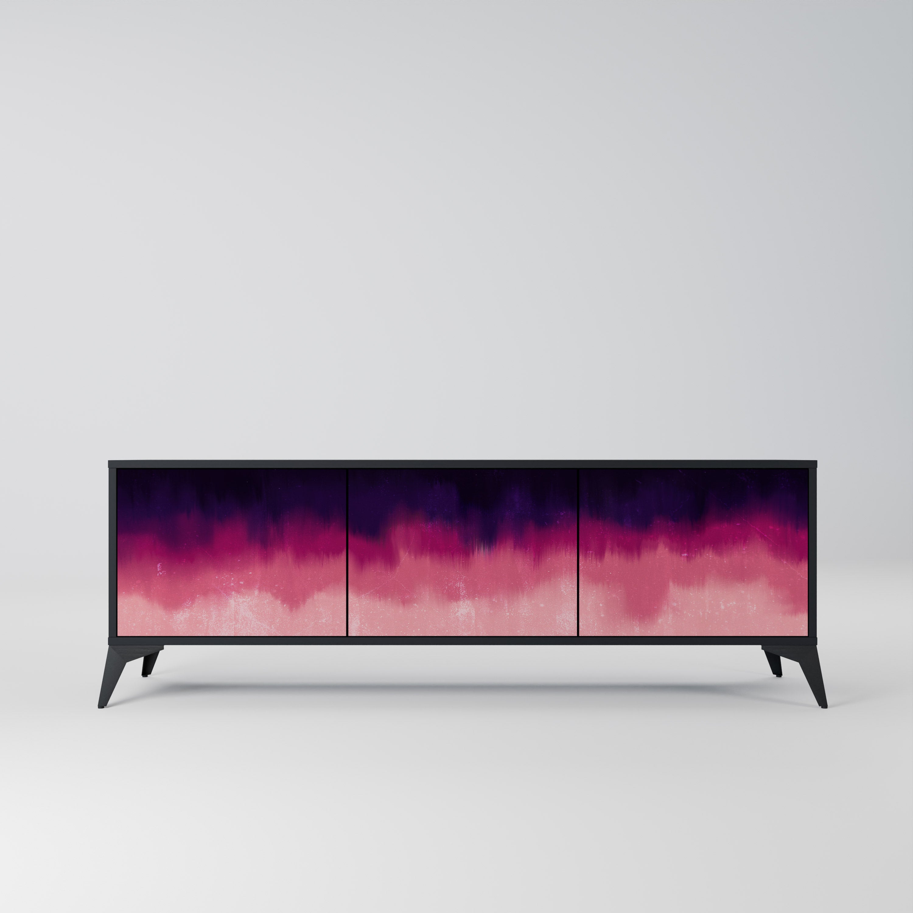 AURORA BOREALIS 3-Door TV Stand in Black Finish