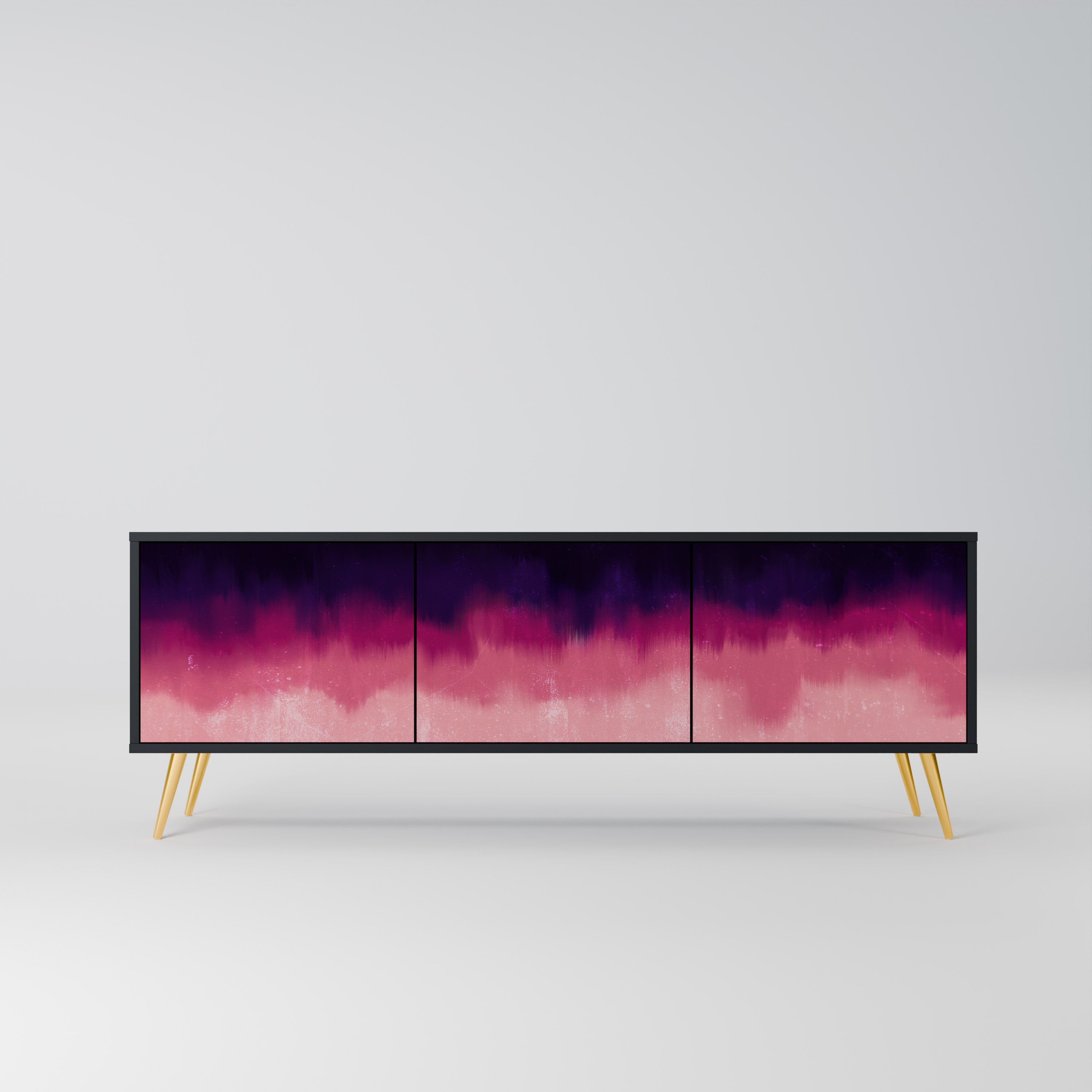 AURORA BOREALIS 3-Door TV Stand in Black Finish