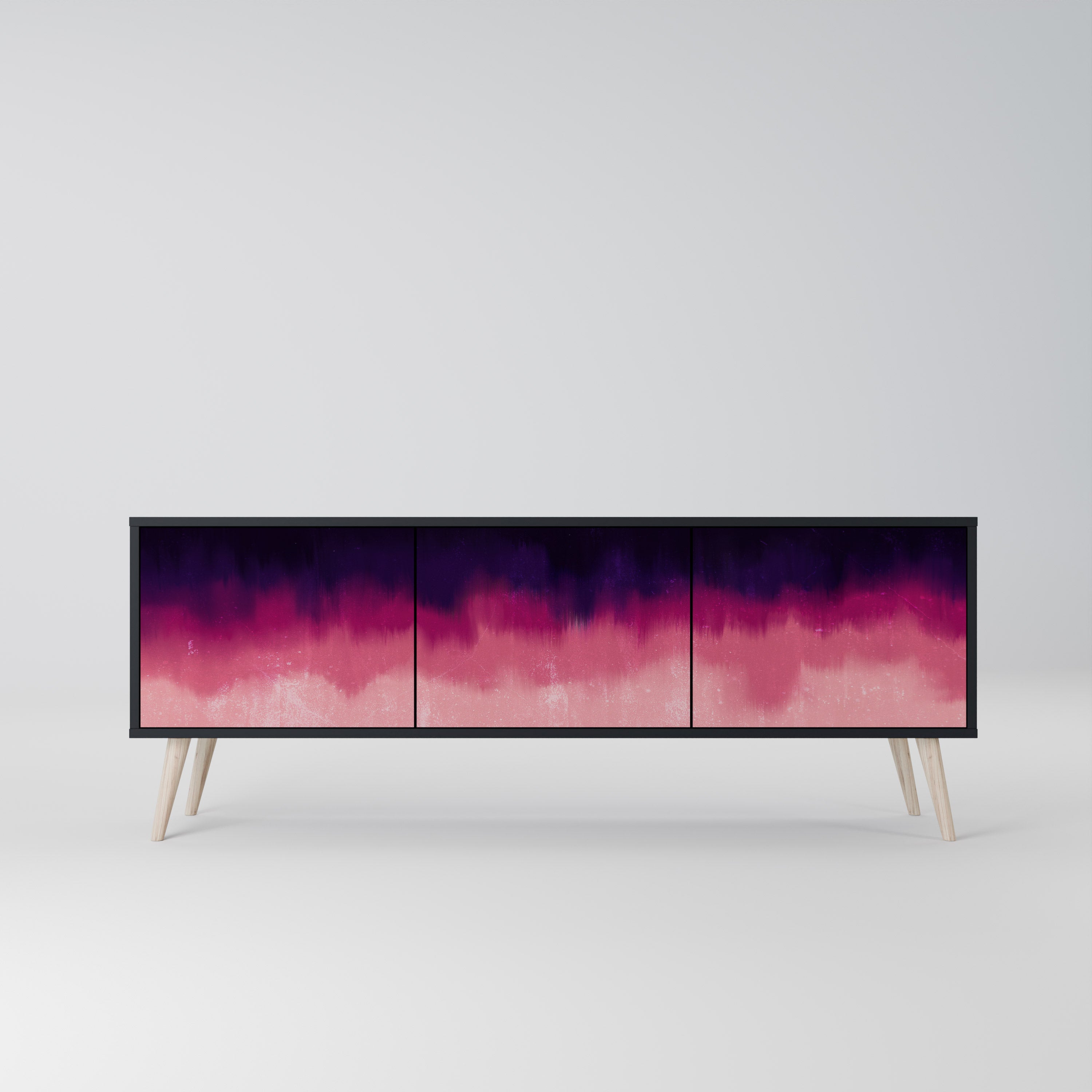 AURORA BOREALIS 3-Door TV Stand in Black Finish