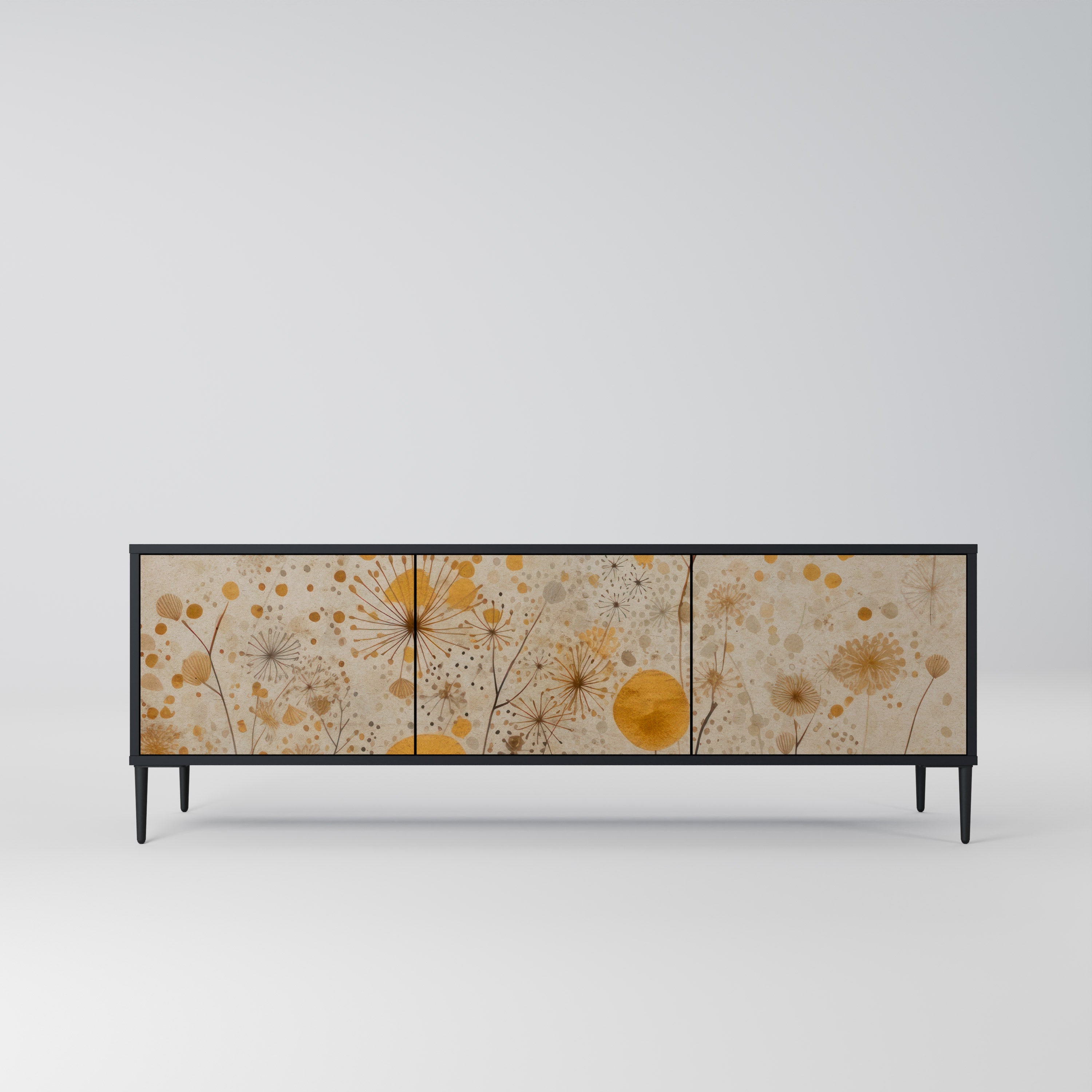 Mueble de TV de 3 puertas MORNING GLADE con acabado negro