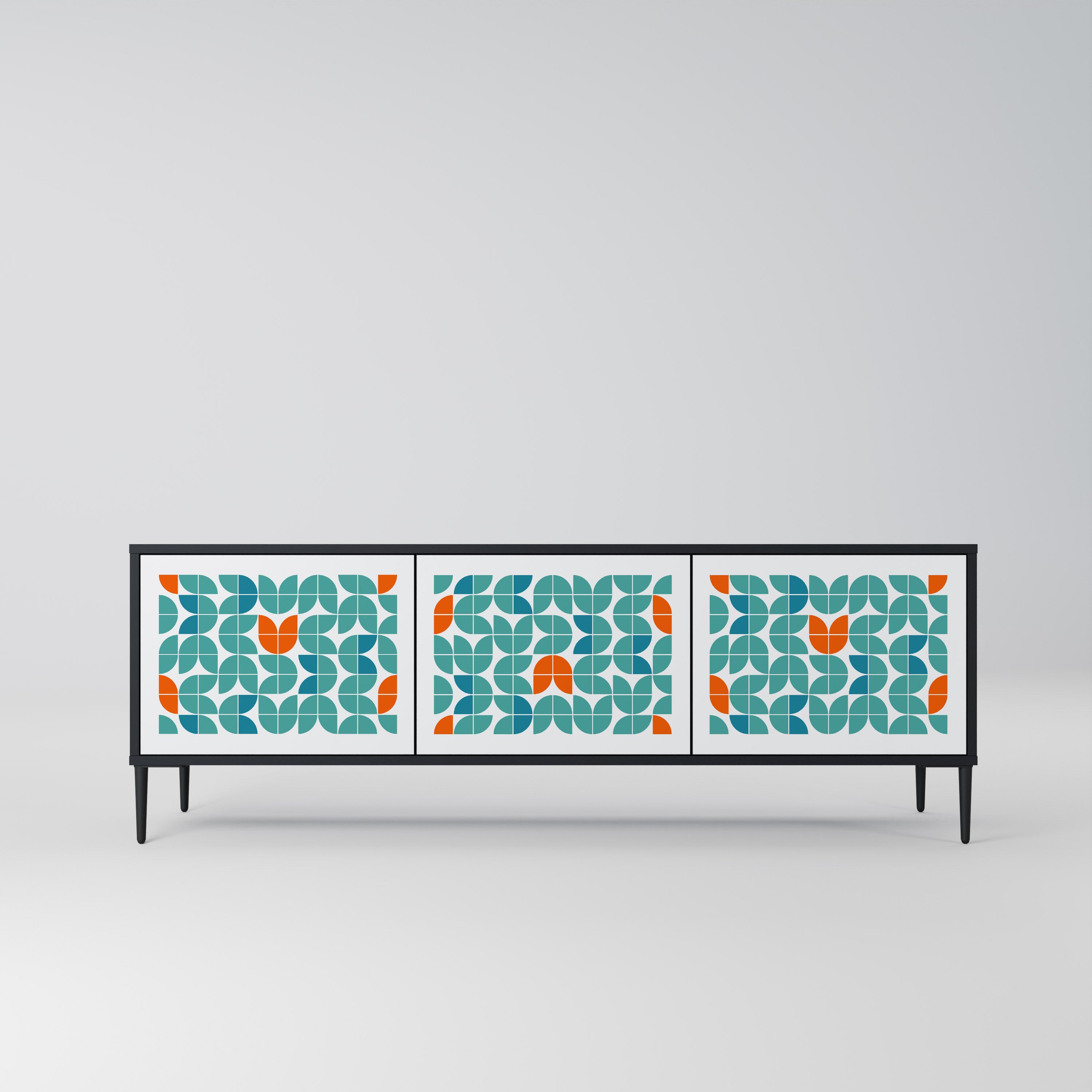 Mueble de TV de 3 puertas BE THE CHANGE con acabado negro