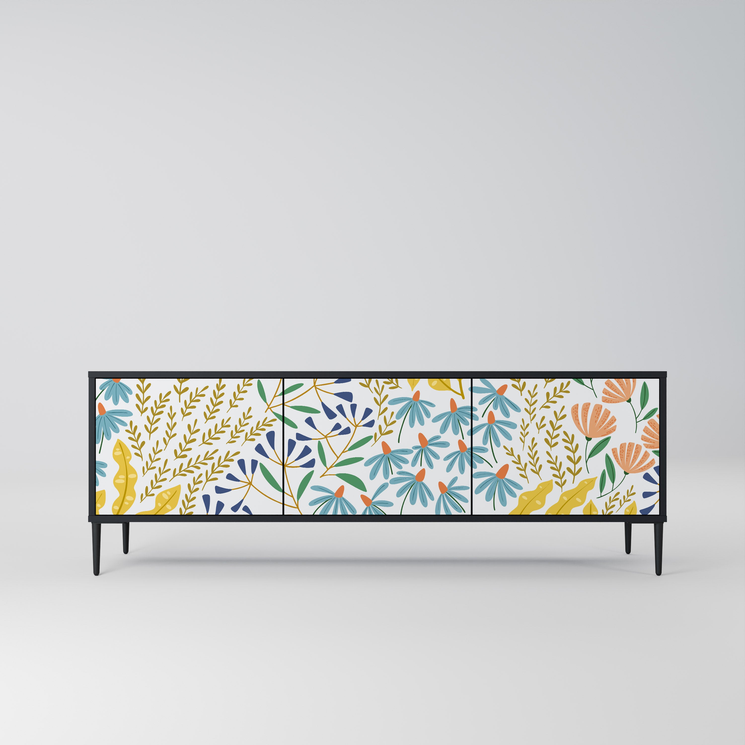 Mueble de TV de 3 puertas HELLO SPRING en acabado negro