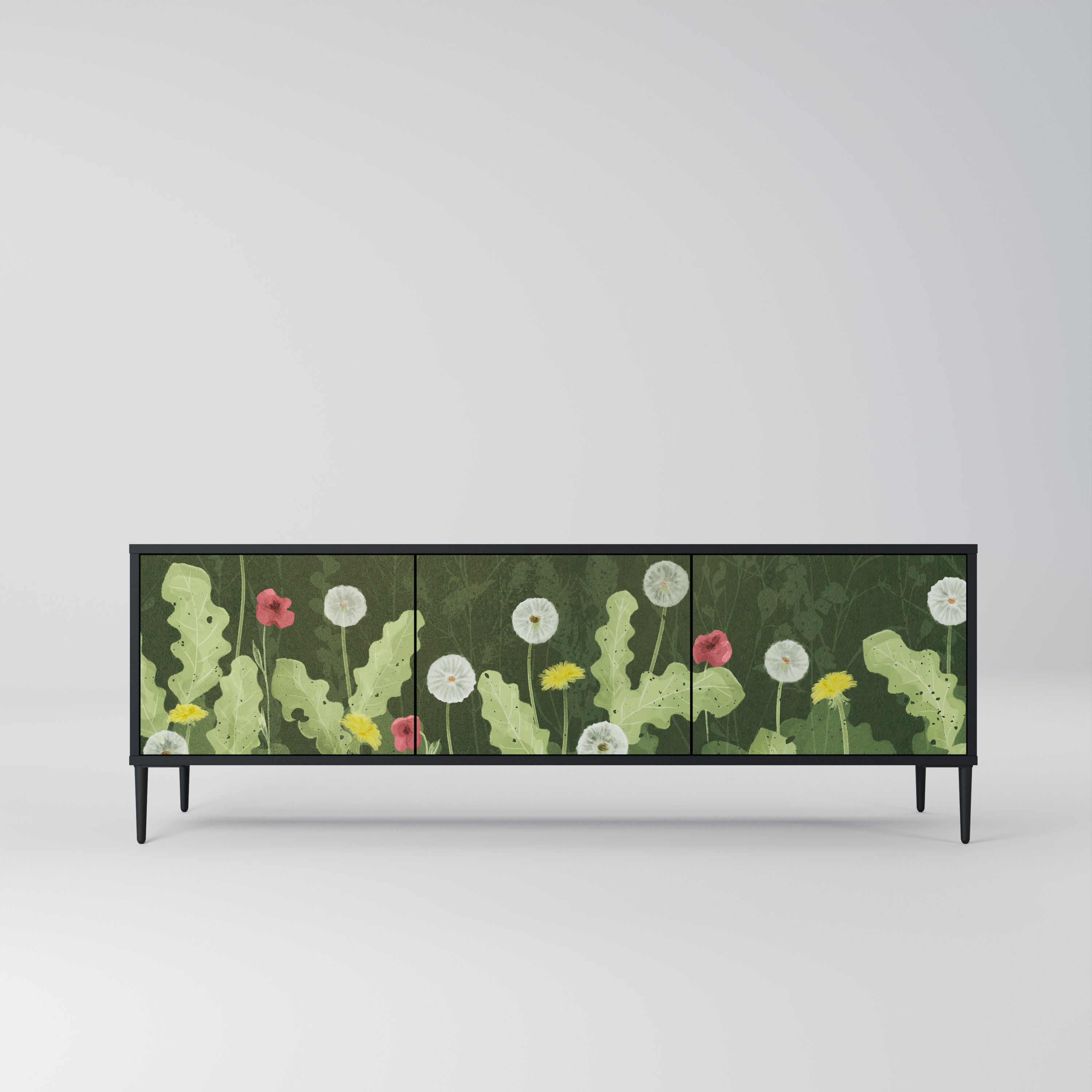 Mueble de TV DANDELION AMUSE de 3 puertas con acabado negro