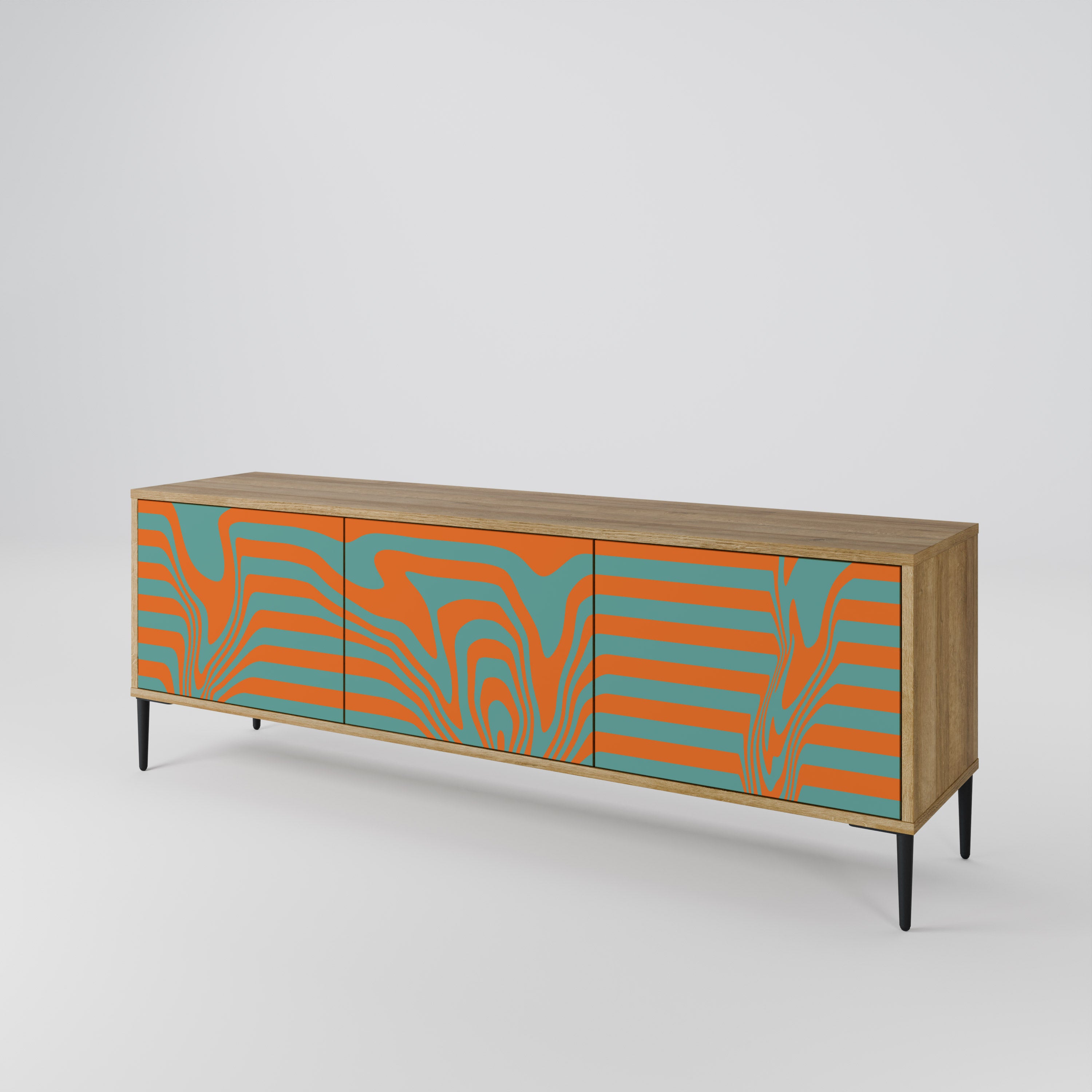 Mueble de TV de 3 puertas LINE COLLAPSE con efecto roble