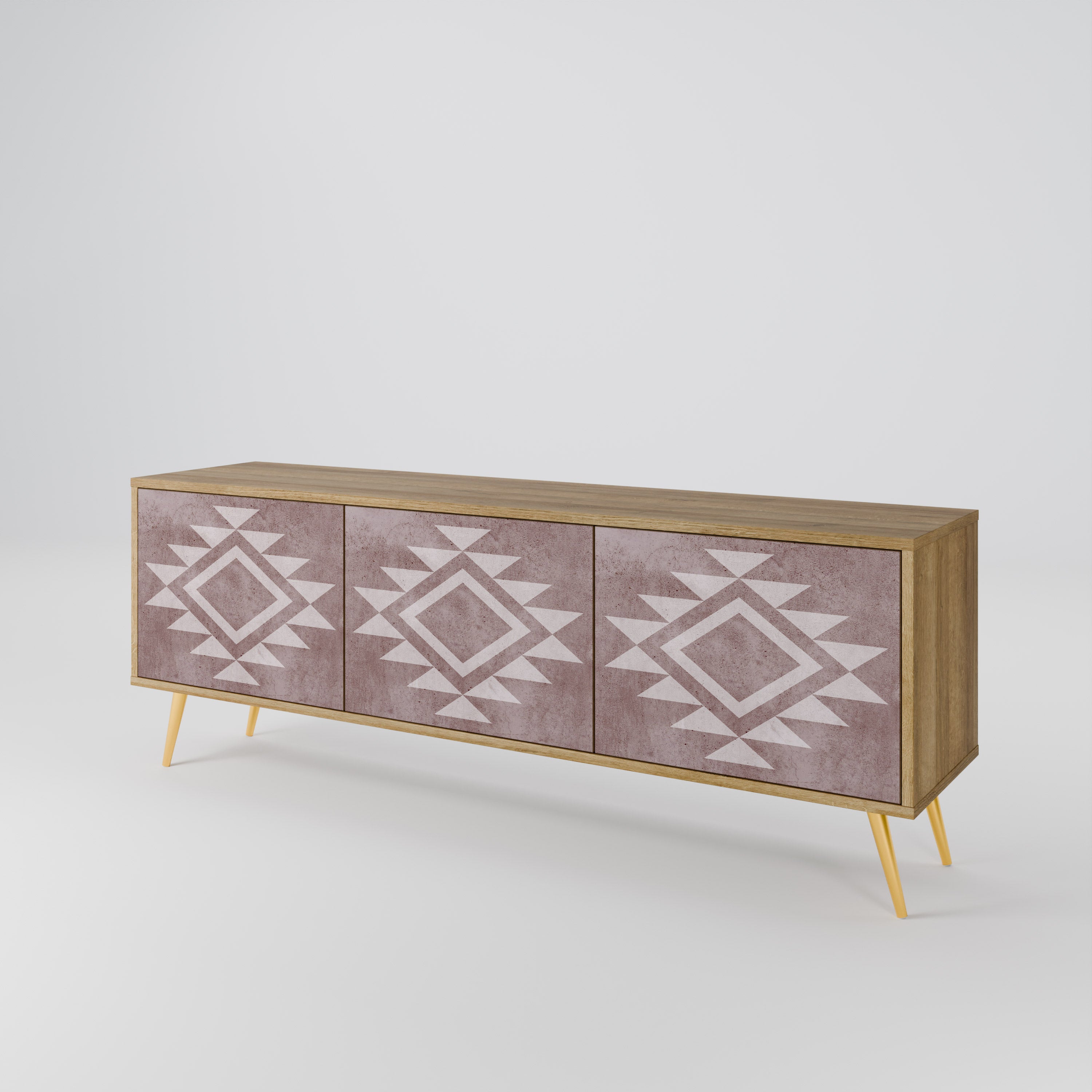 Mueble de TV MARVEL MOSAIC de 3 puertas con efecto roble