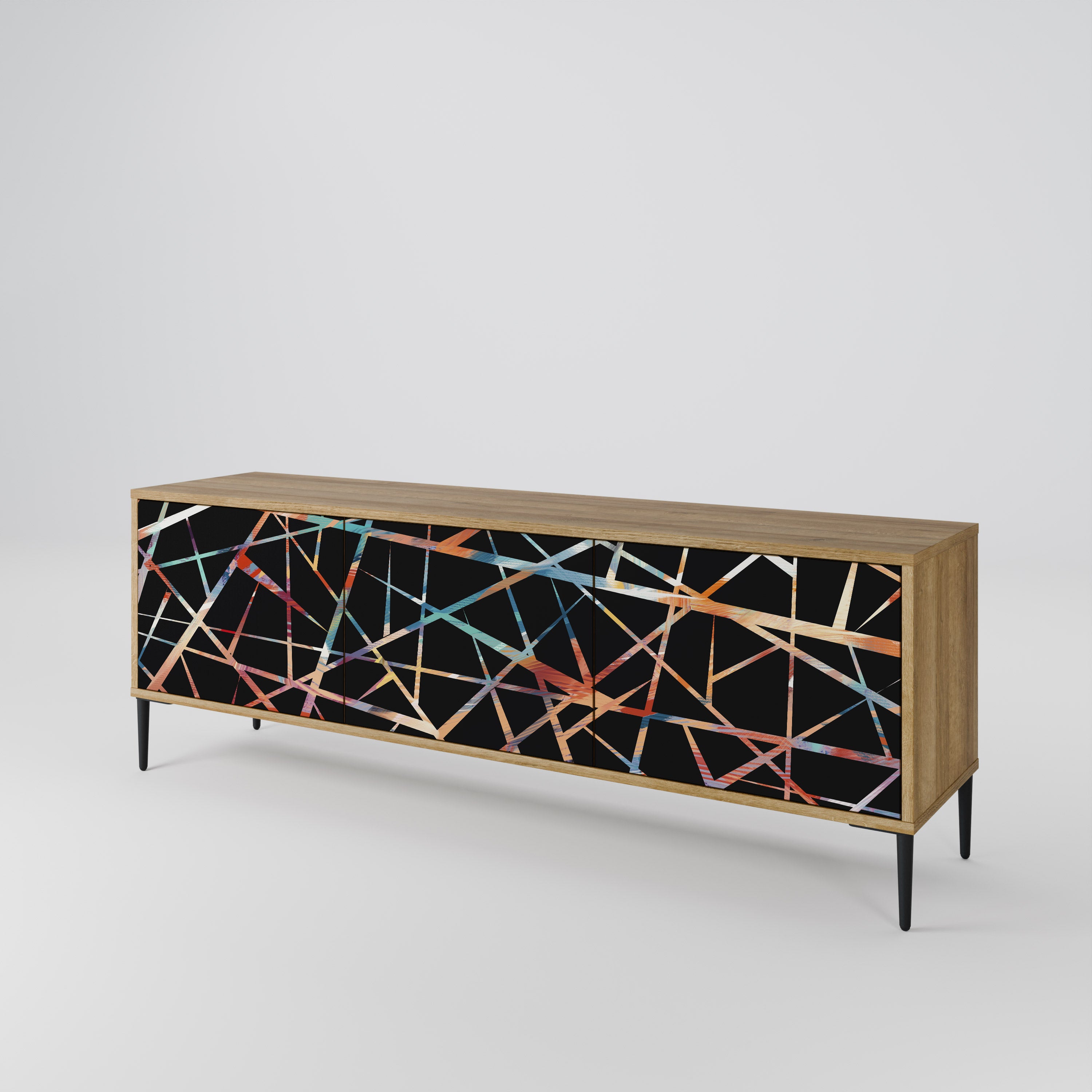 POLYGON VERVE 3-Door TV Stand in Oak Effect