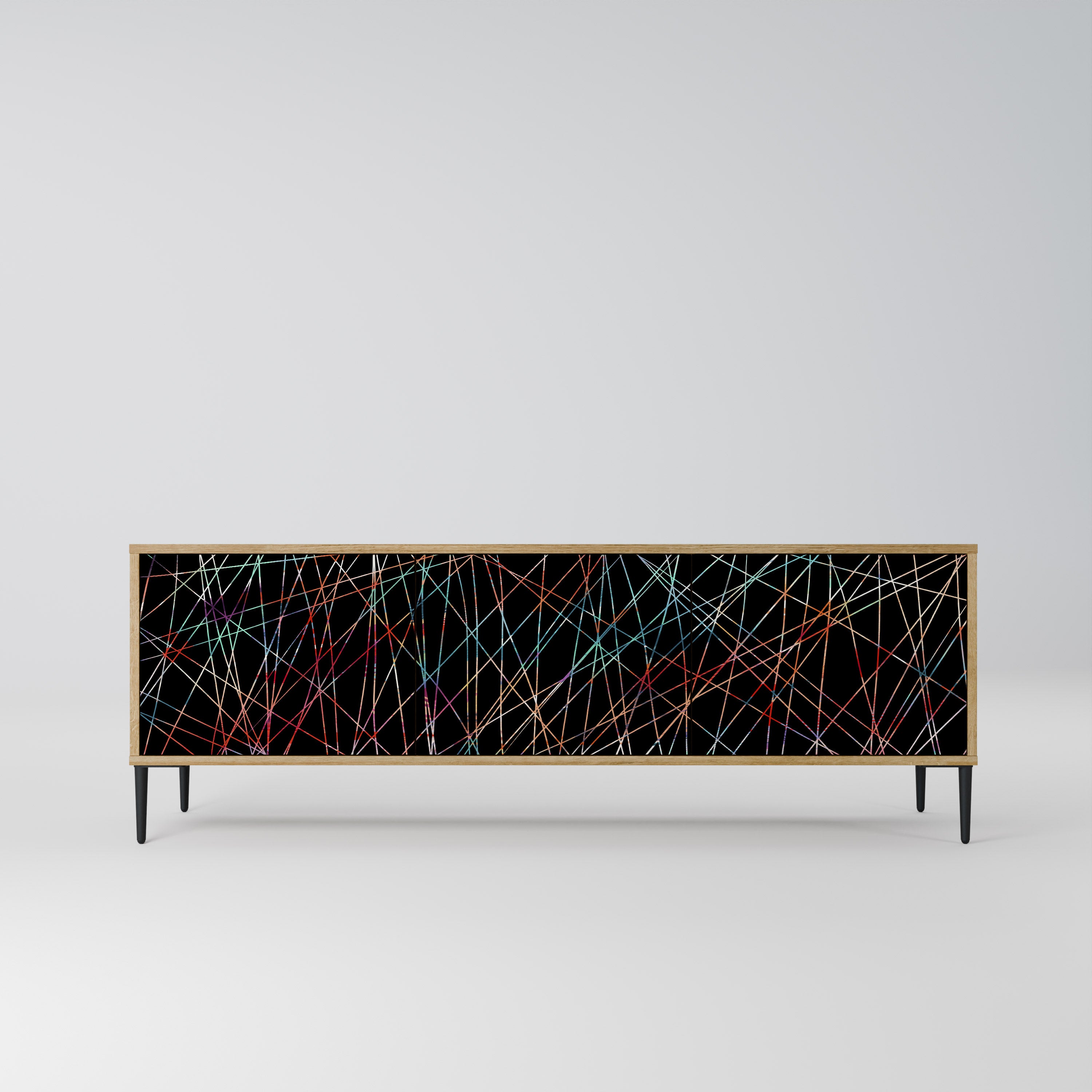 LUMINOUS SNARE 3-Door TV Stand in Oak Effect