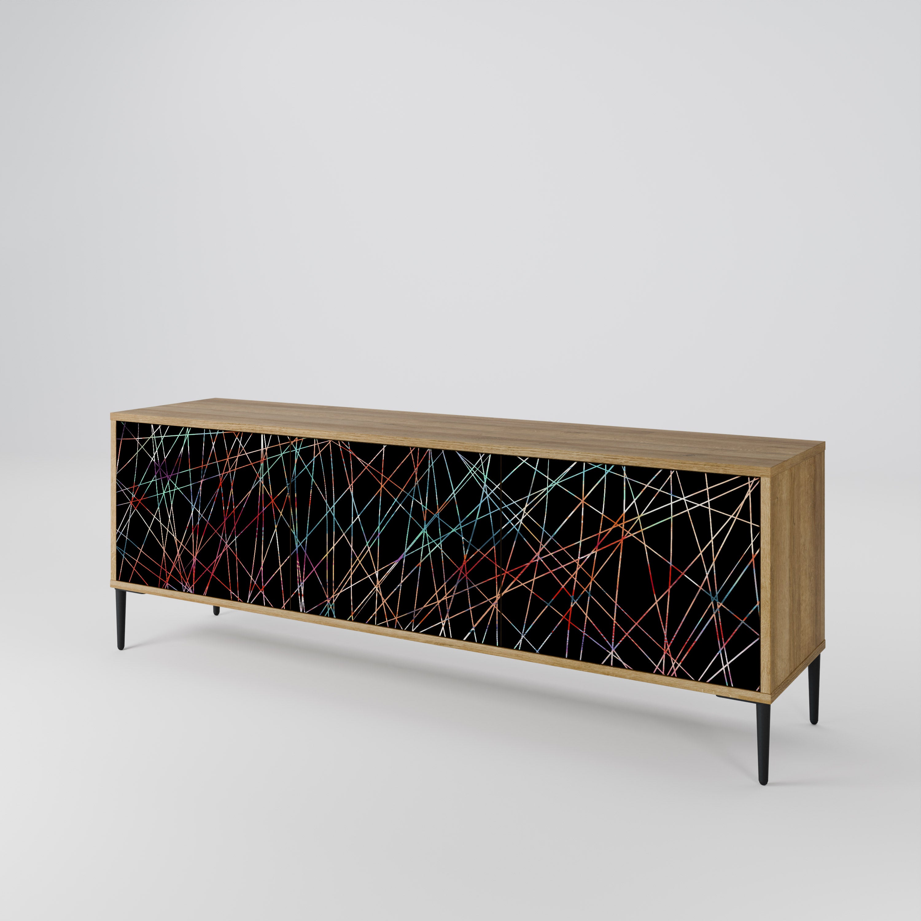 LUMINOUS SNARE 3-Door TV Stand in Oak Effect