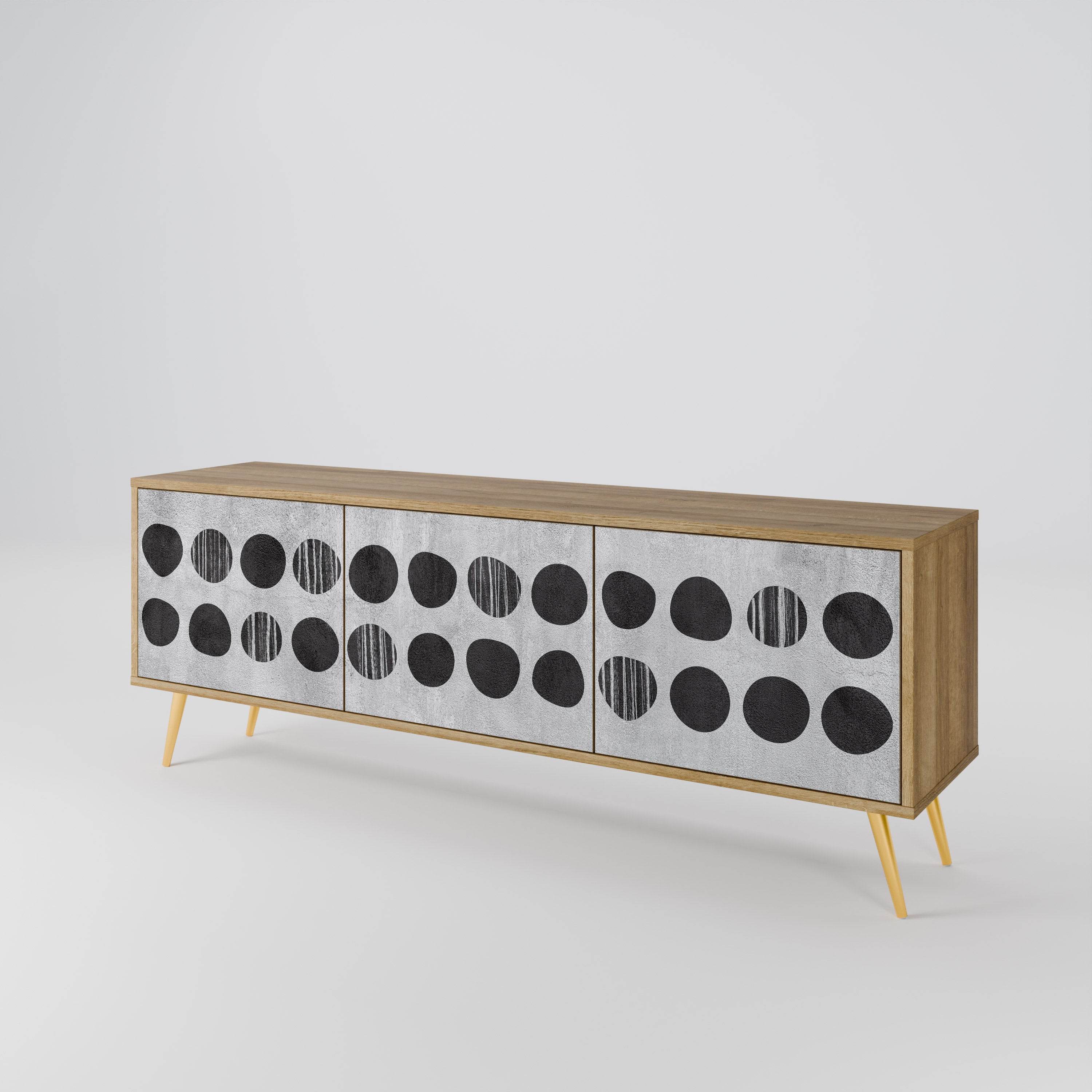 GHOSTLY GRADIENTS 3-Door TV Stand in Oak Effect