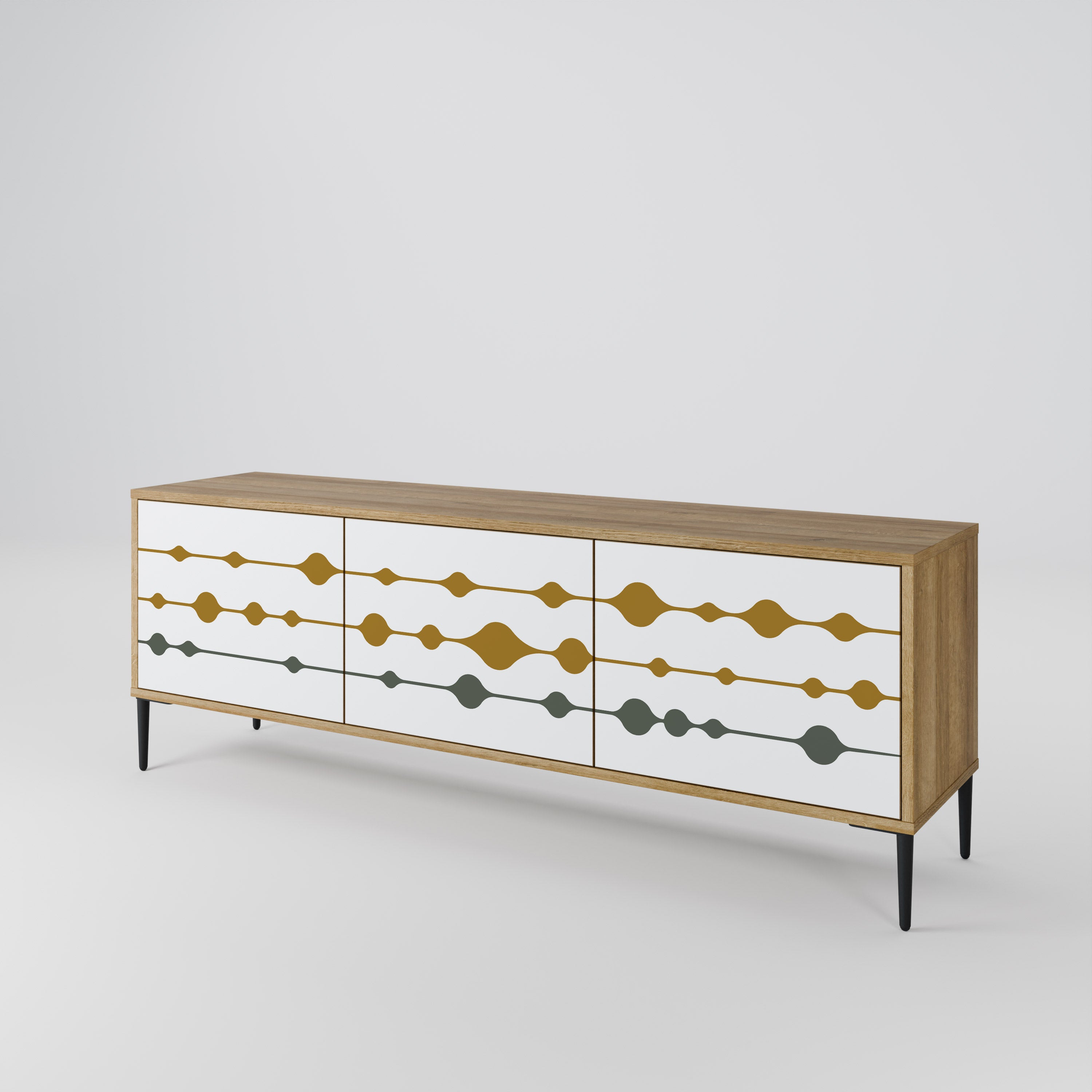 VIVID TONE 3-Door TV Stand in Oak Effect