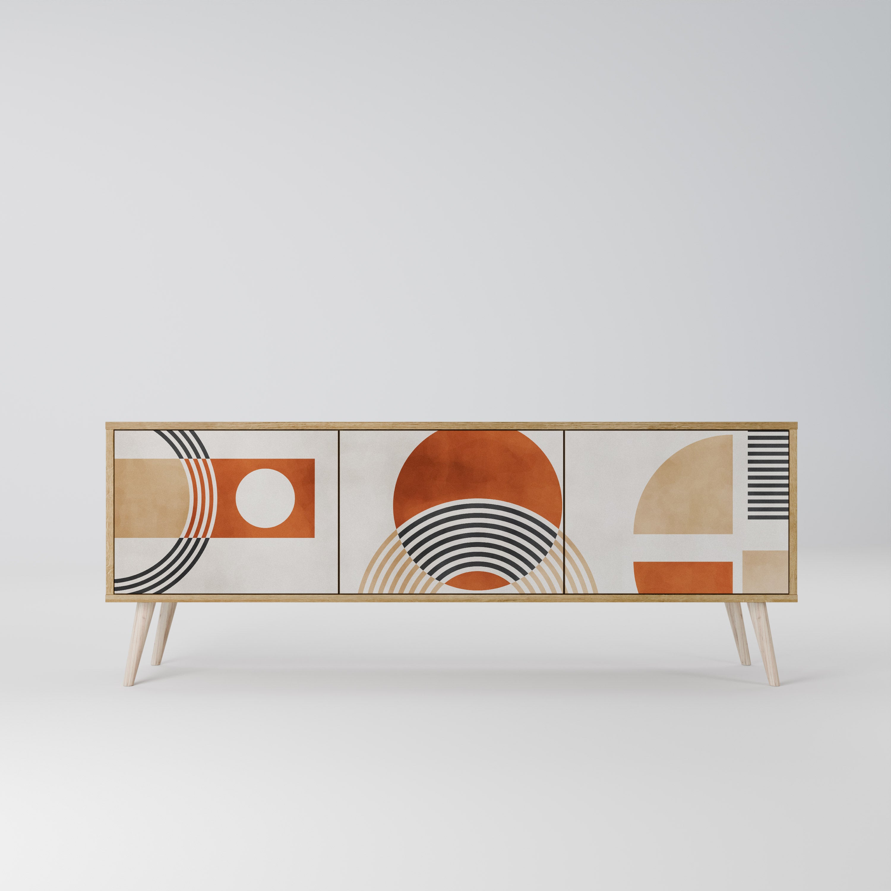 Mueble de TV de 3 puertas SPACE AROUND con efecto roble