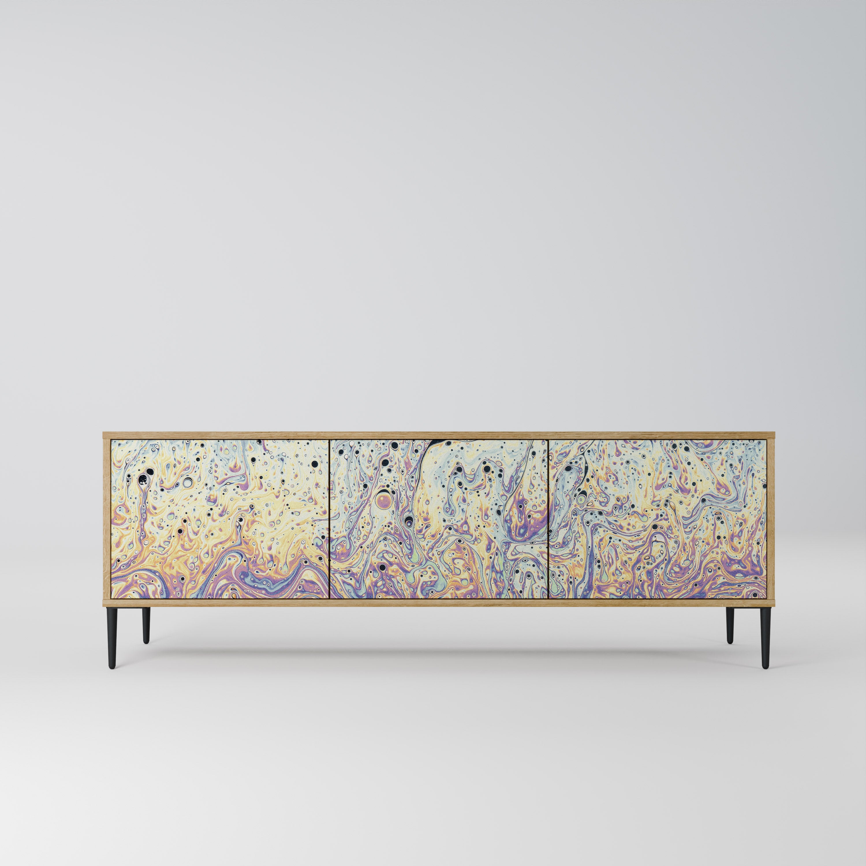 MOSAIC OF COLORS 3-Door TV Stand in Oak Effect