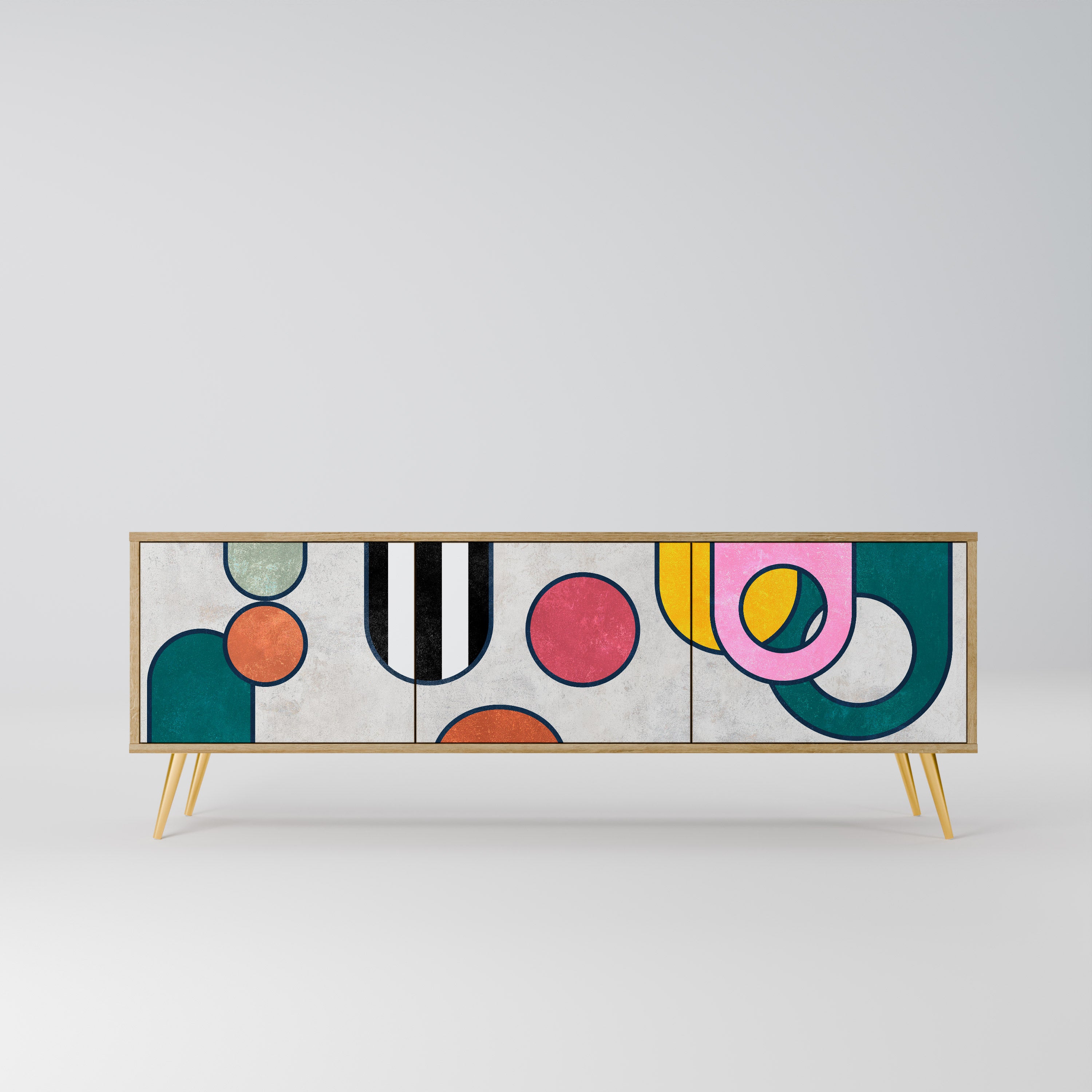 COOL STORY 3-Door TV Stand in Oak Effect
