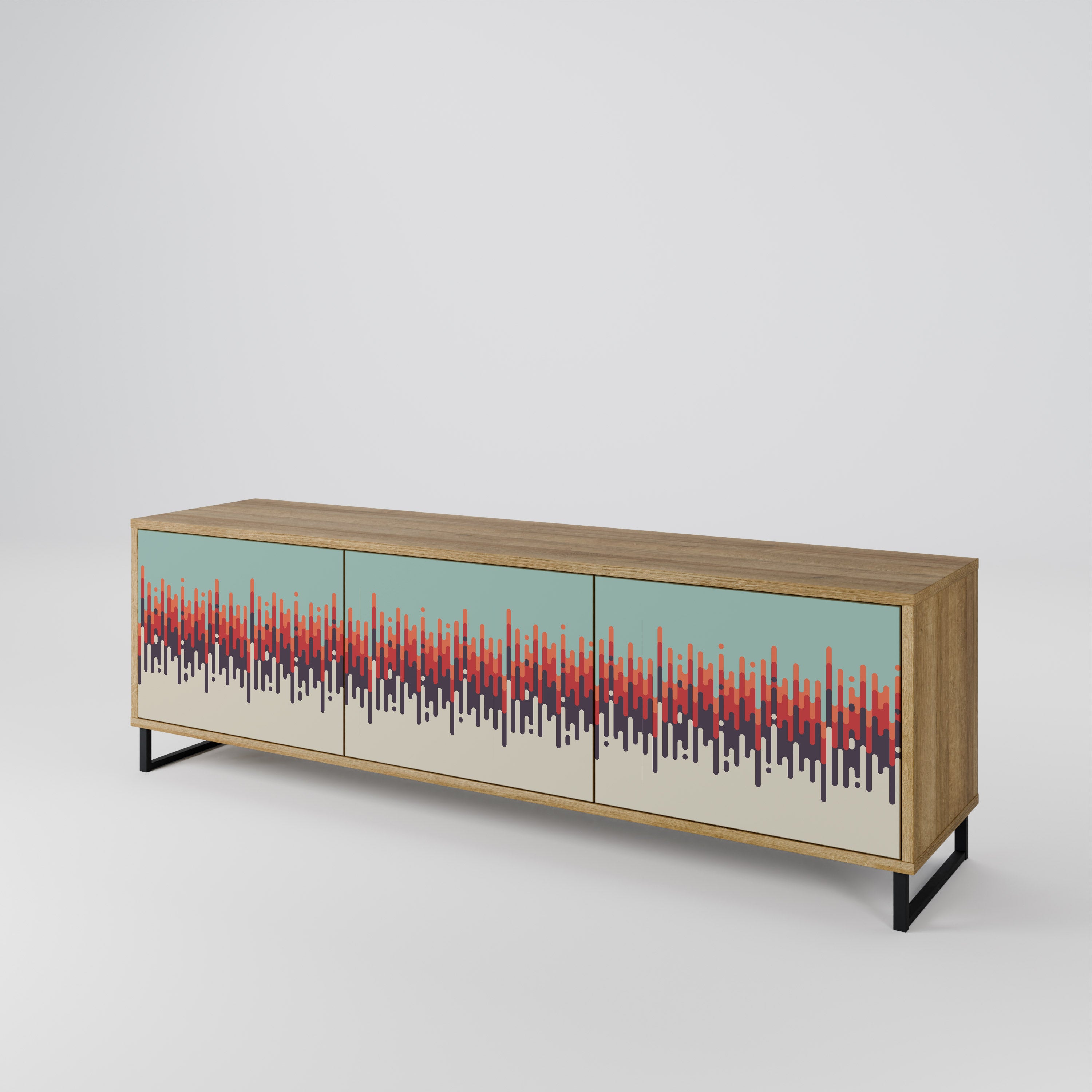 CHROMA CONTOURS 3-Door TV Stand in Oak Effect