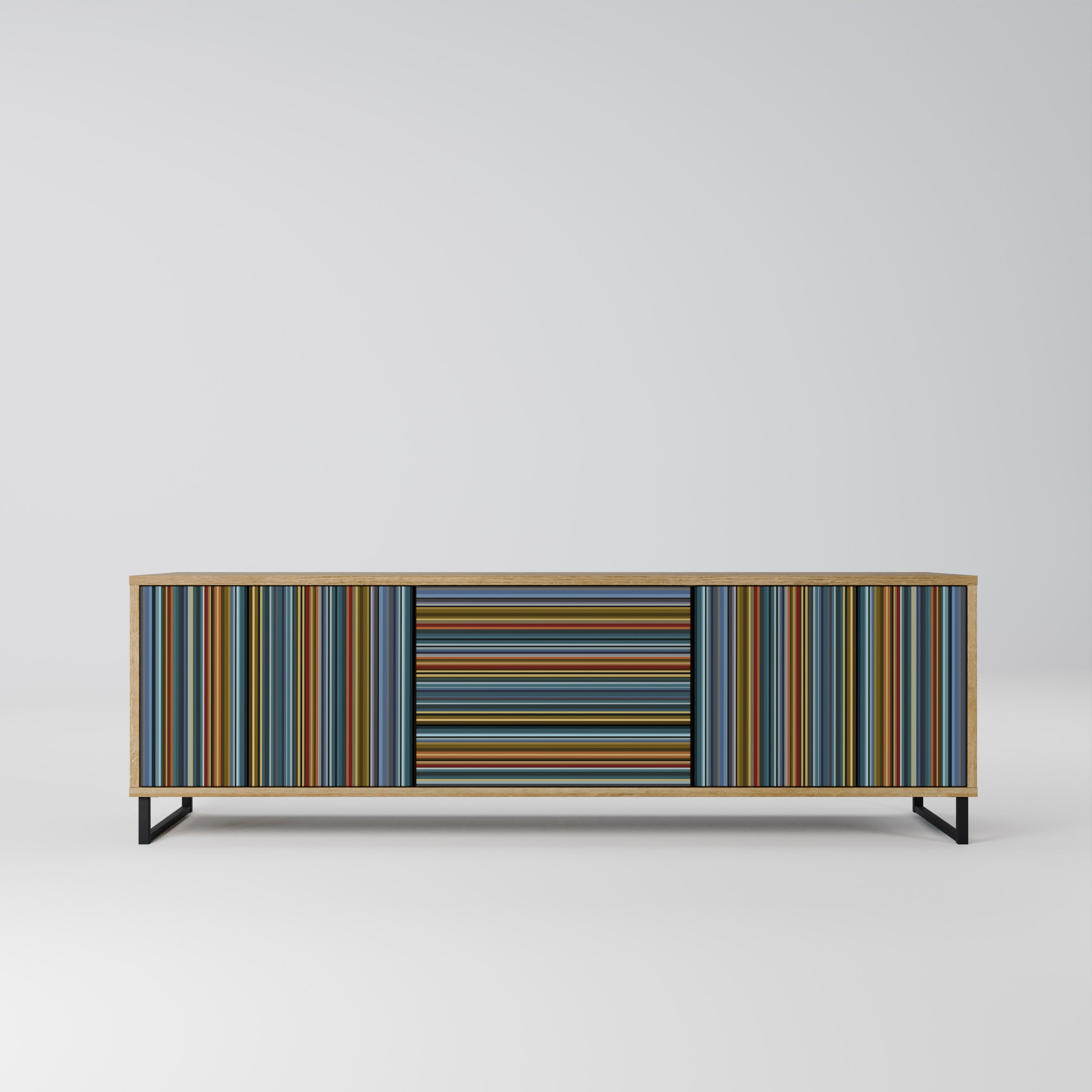 LINEOUT SPECTRUM 3-Door TV Stand in Oak Effect