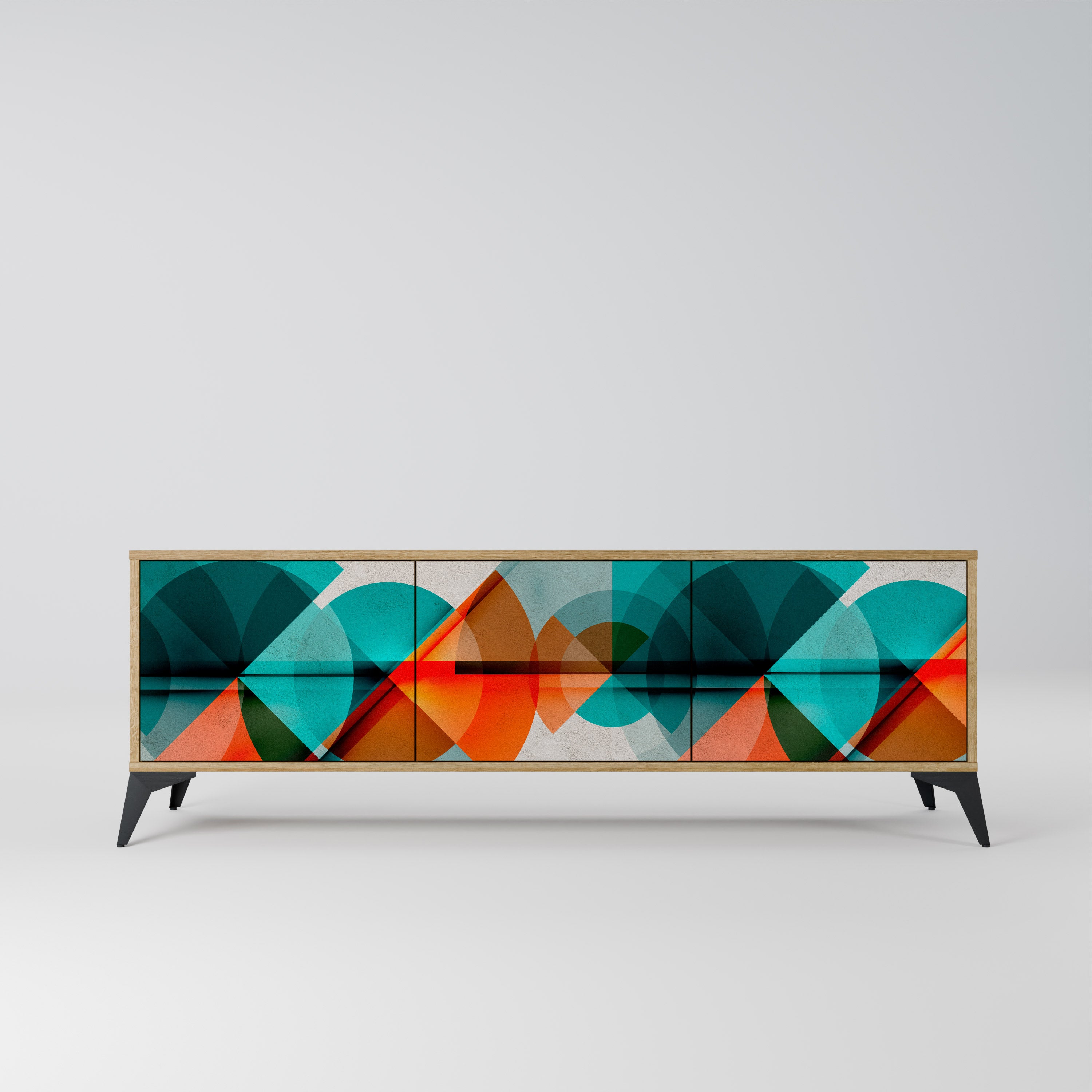 CIRCULAR RHAPSODY 3-Door TV Stand in Oak Effect
