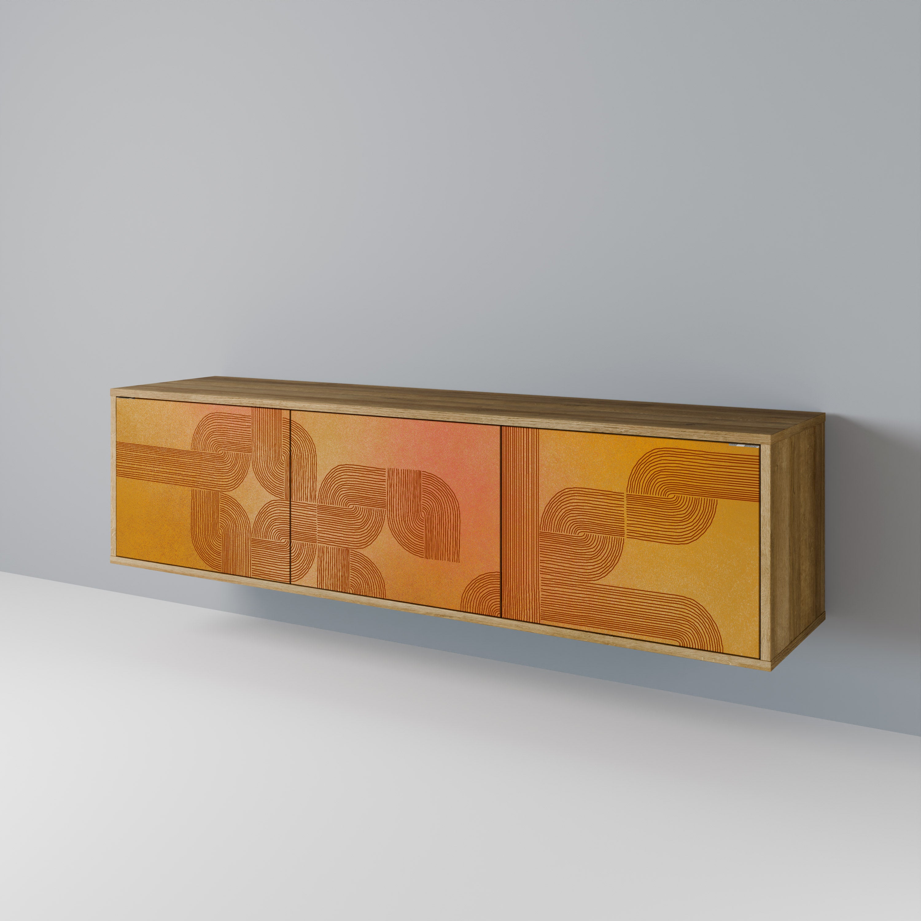 STRENGTHENING RELATION 3-Door TV Stand in Oak Effect
