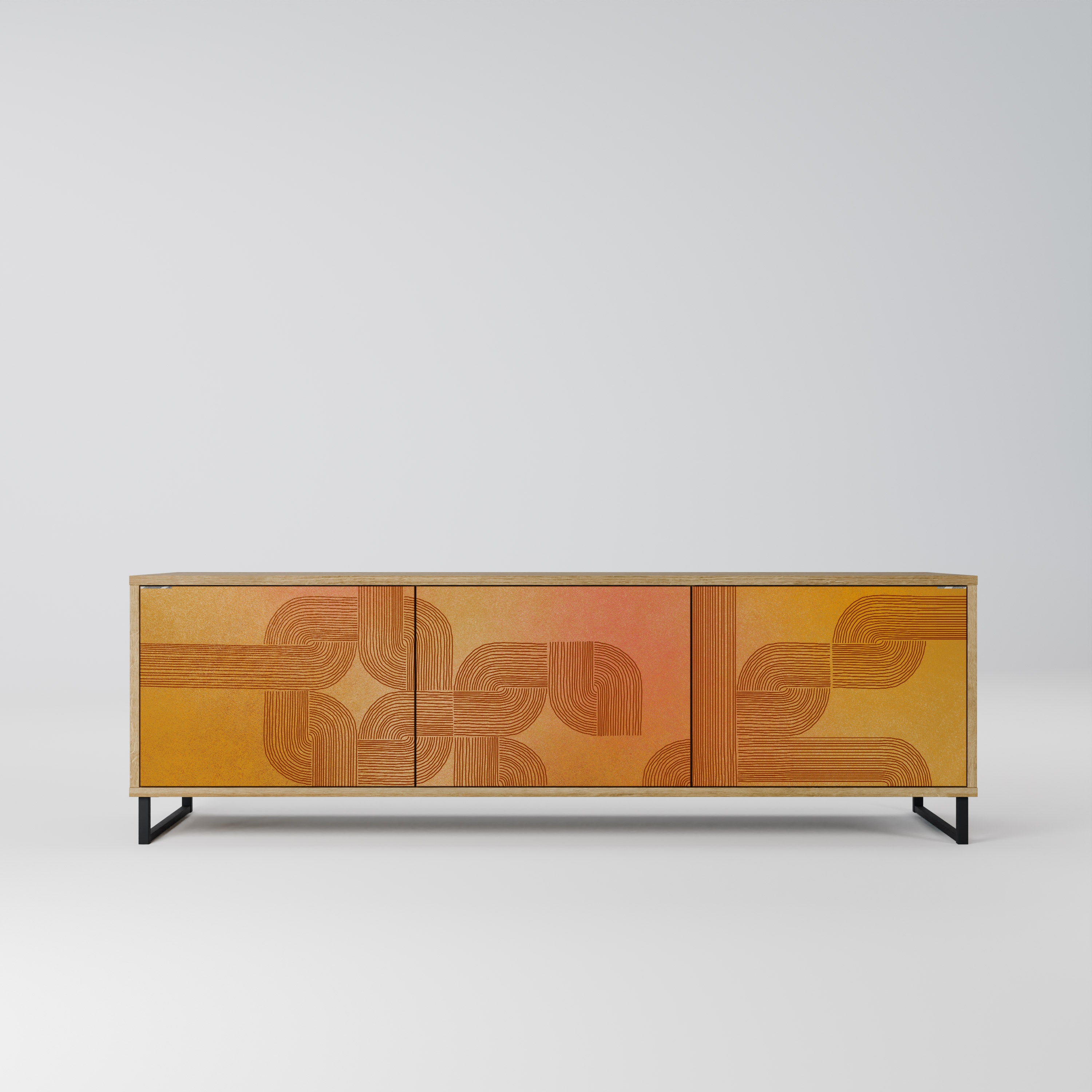 STRENGTHENING RELATION 3-Door TV Stand in Oak Effect