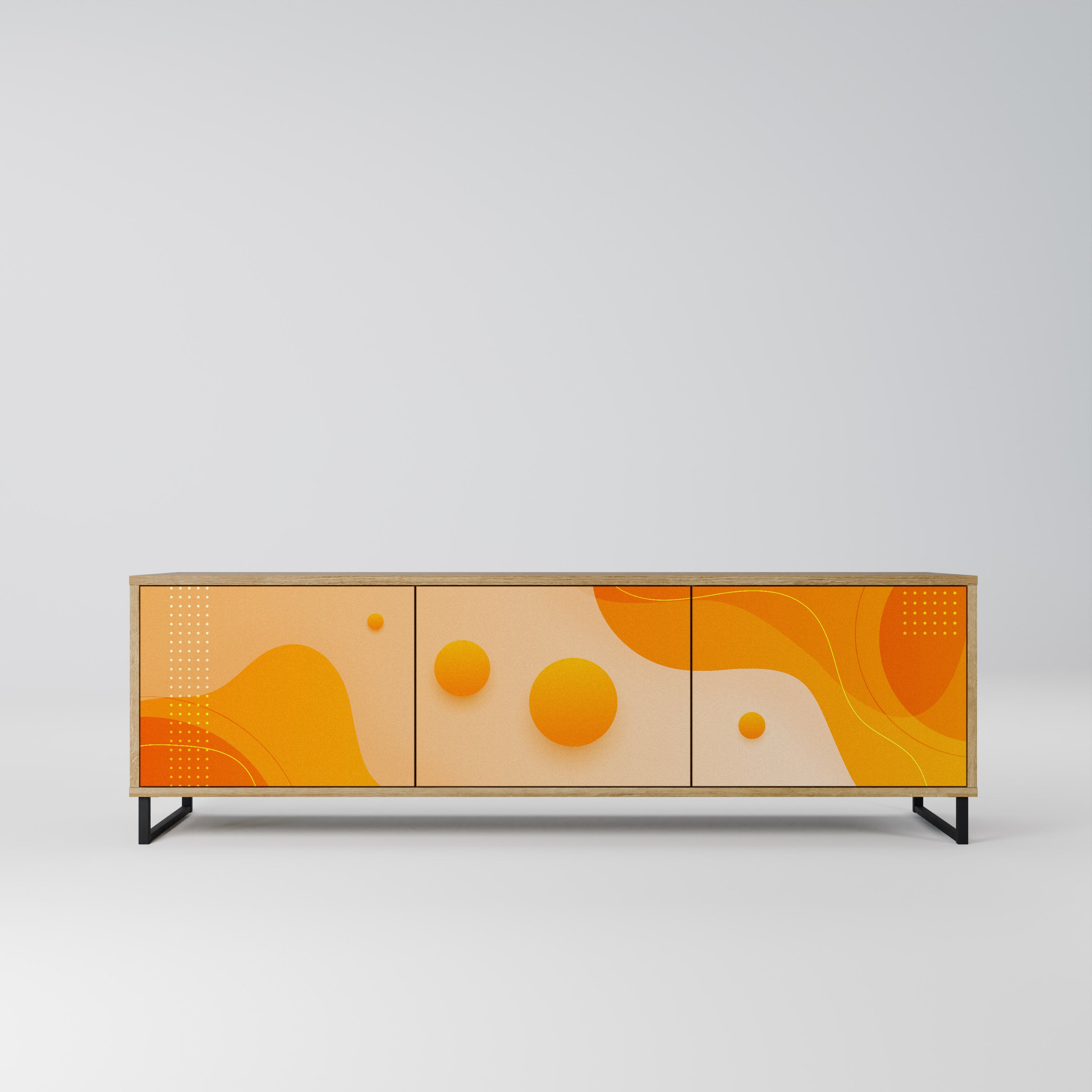 ORANGE ARRANGEMENT 3-Door TV Stand in Oak Effect